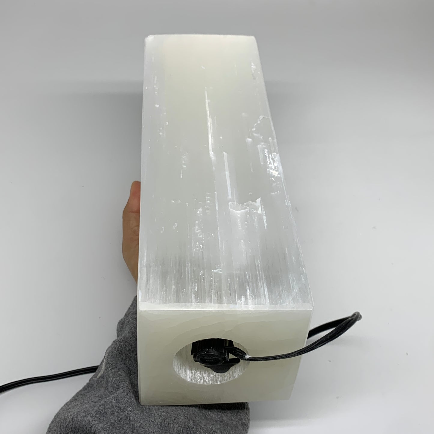 11.6 lbs. 11.7"x3.5", Rectangle Selenite (Satin Spar) Lamp, w/6ft Chord, B35806