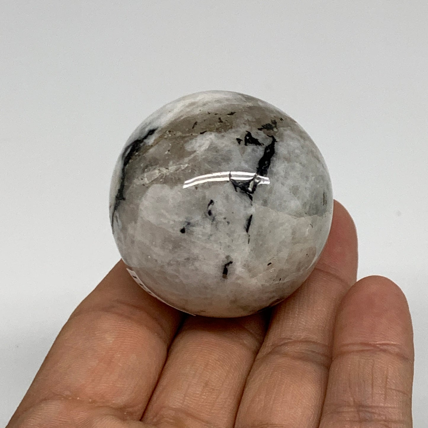 99.9g, 1.7"(42mm), Natural Rainbow Moonstone Sphere Ball Gemstone, B35141