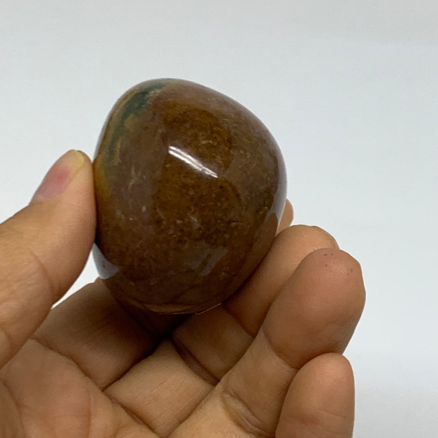 122.8g, 2.1"x1.7"x1.5" Natural Ocean Jasper Palm-Stone Orbicular Jasper, B38207