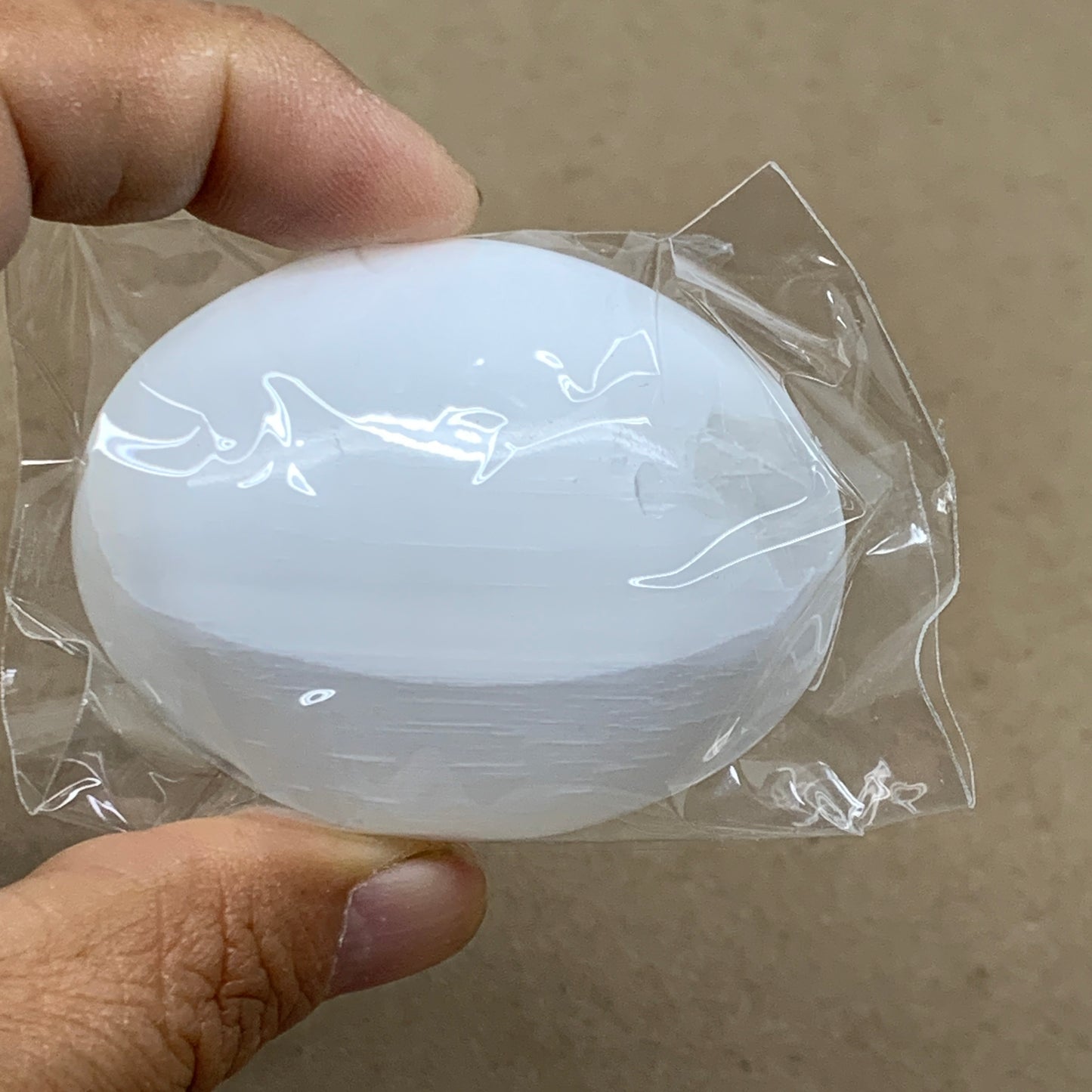 152g, 2.4"x1.8"x1", 2pcs, White Selenite Palmstone Crystal Pillow, B36866