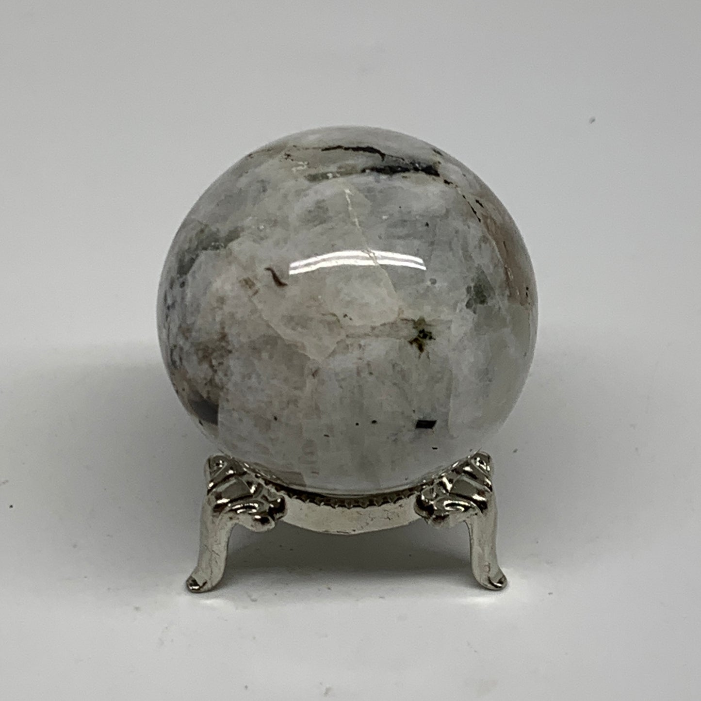 142.3g, 1.8"(46mm), Natural Rainbow Moonstone Sphere Ball Gemstone, B34352