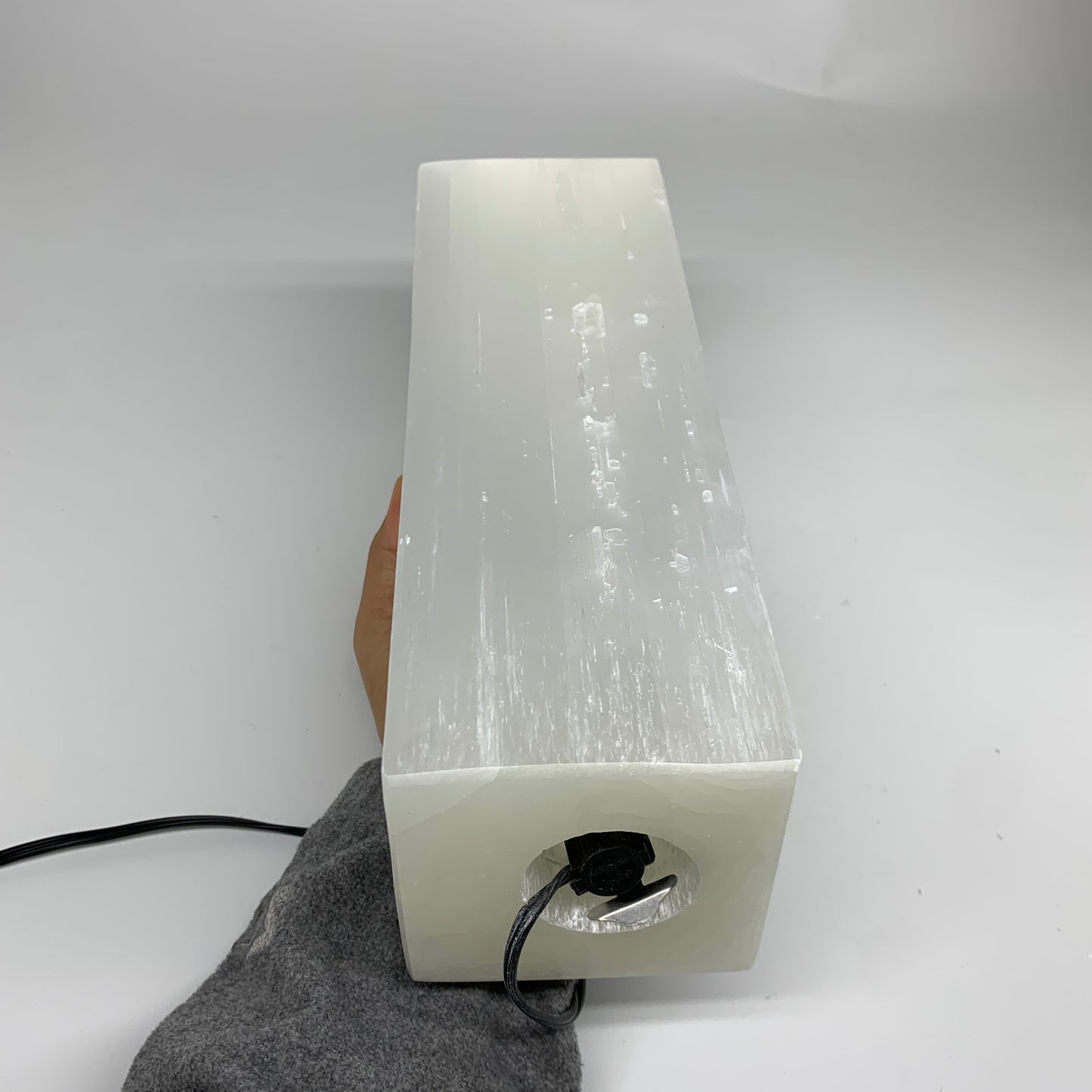 11.6 lbs. 11.7"x3.5", Rectangle Selenite (Satin Spar) Lamp, w/6ft Chord, B35806