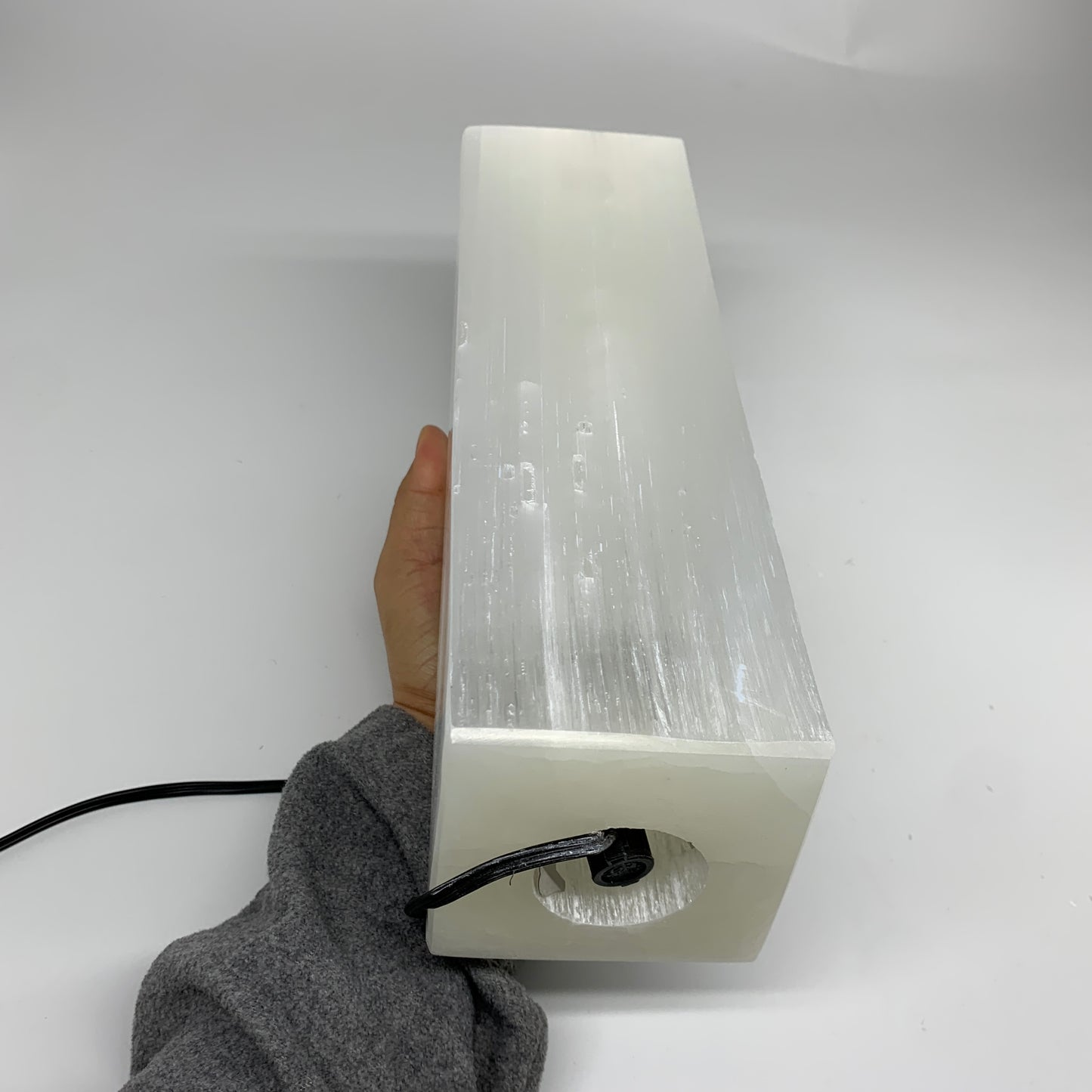 11.6 lbs. 11.7"x3.5", Rectangle Selenite (Satin Spar) Lamp, w/6ft Chord, B35806