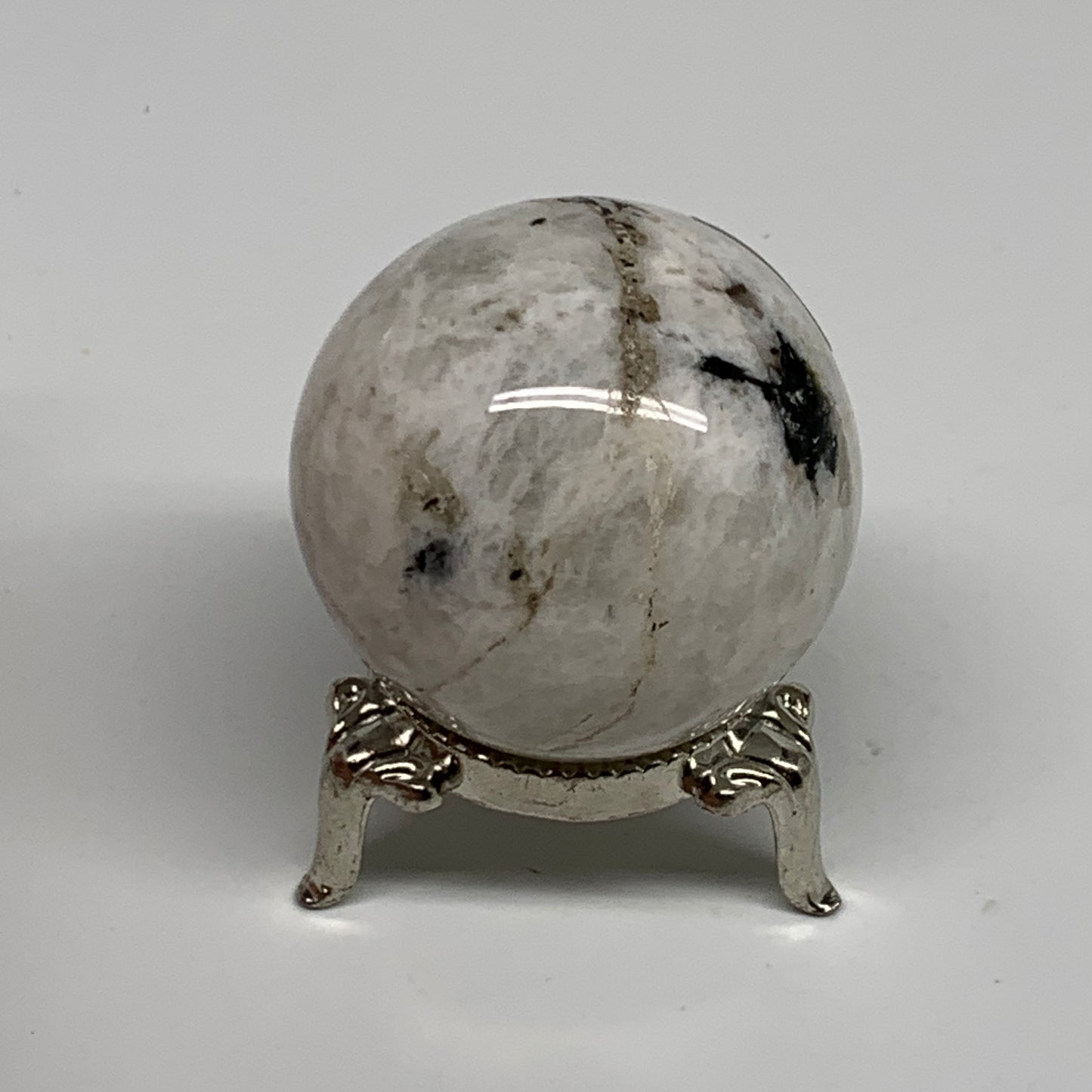 99.9g, 1.7"(42mm), Natural Rainbow Moonstone Sphere Ball Gemstone, B35141