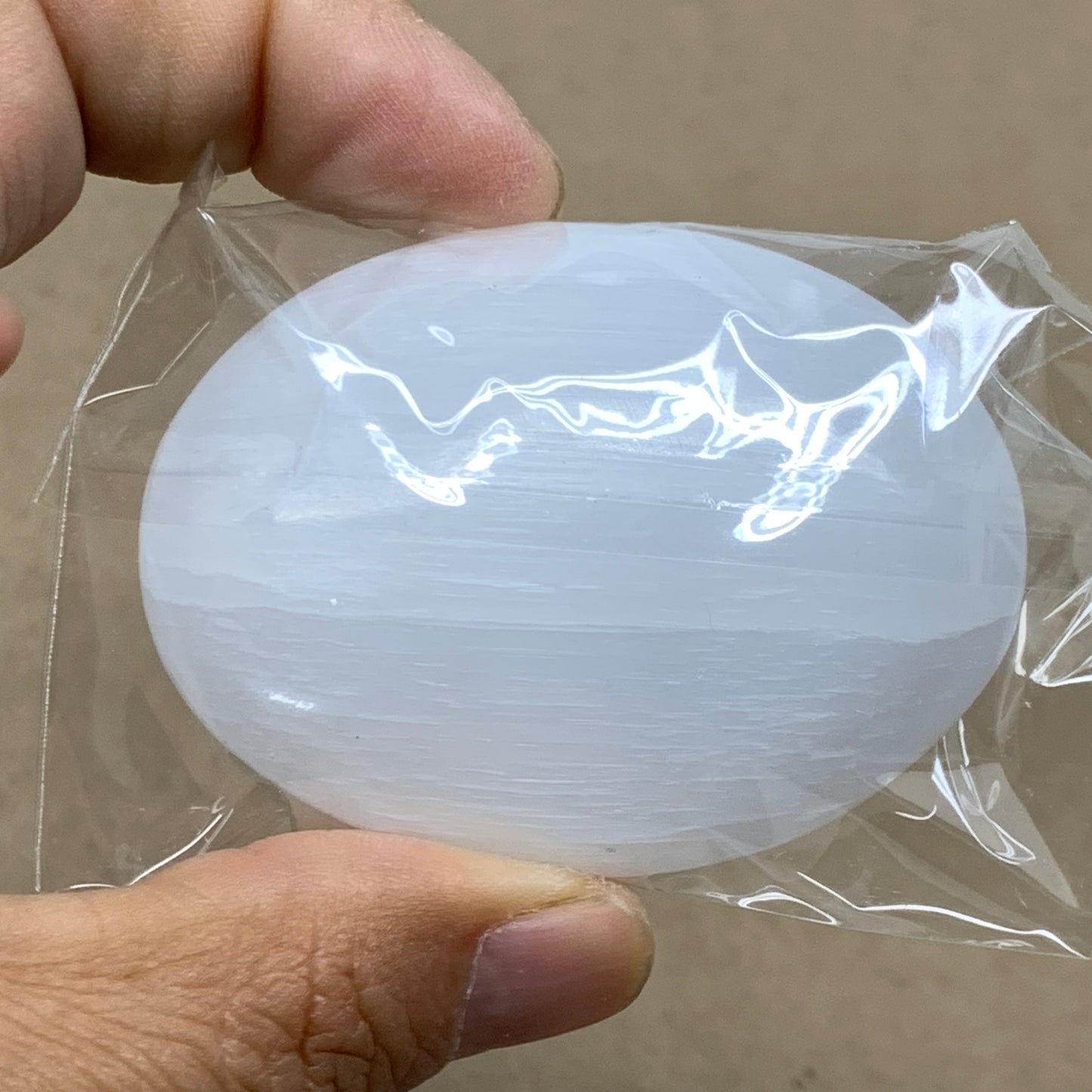 152g, 2.4"x1.8"x1", 2pcs, White Selenite Palmstone Crystal Pillow, B36866