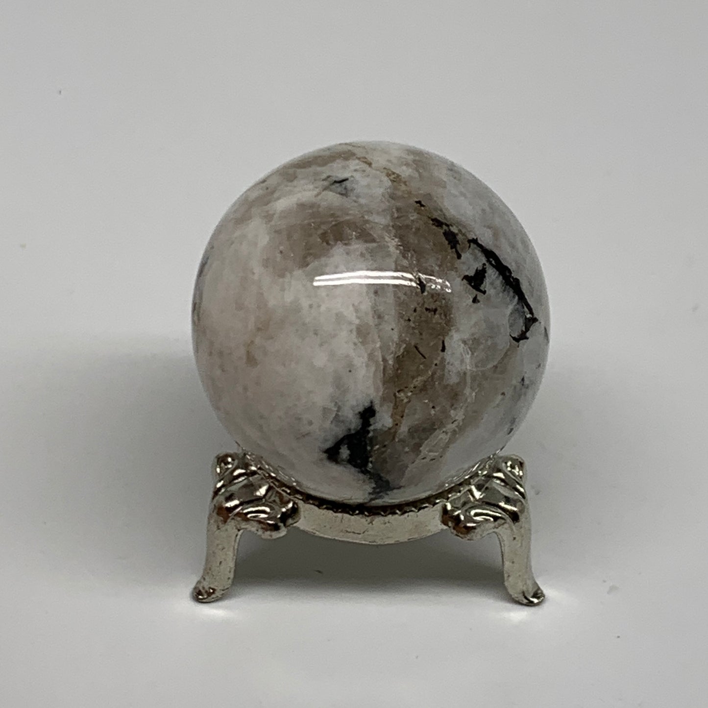 99.9g, 1.7"(42mm), Natural Rainbow Moonstone Sphere Ball Gemstone, B35141