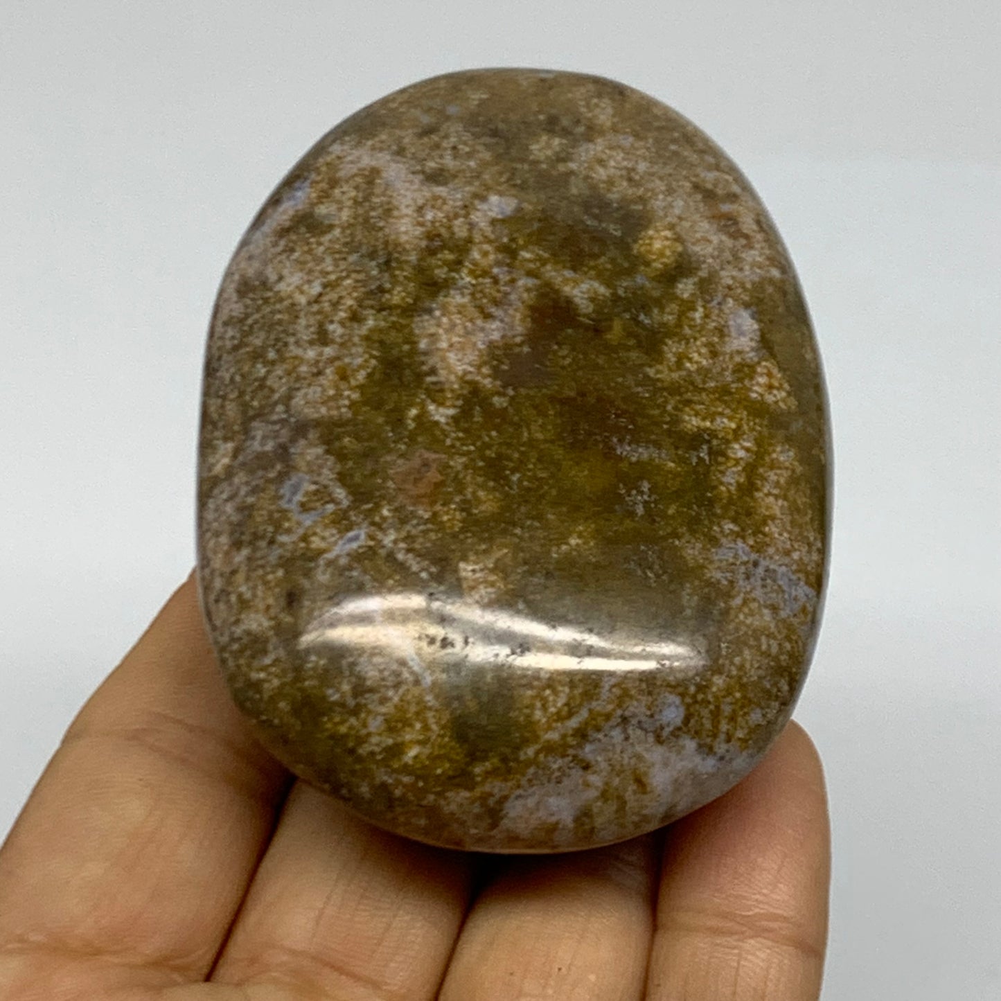 188.7g, 3.1"x2.1"x1.2" Natural Ocean Jasper Palm-Stone Orbicular Jasper, B38208
