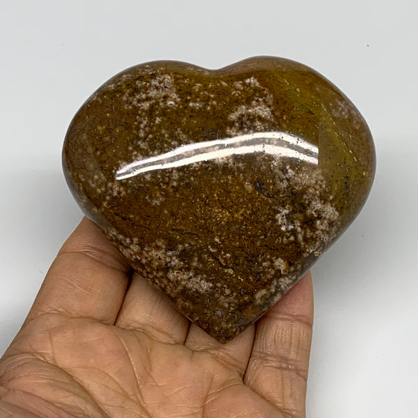 0.52 lbs, 2.9"x3.2"x1.2" Ocean Jasper Heart Polished Healing Crystal, B30913