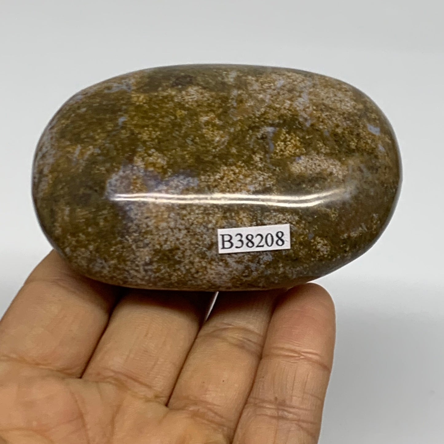 188.7g, 3.1"x2.1"x1.2" Natural Ocean Jasper Palm-Stone Orbicular Jasper, B38208