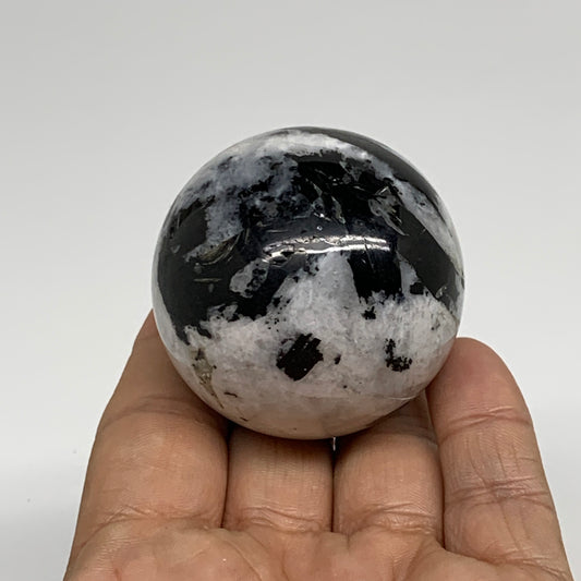 149.9g, 1.9"(47mm), Natural Rainbow Moonstone Sphere Ball Gemstone, B34353