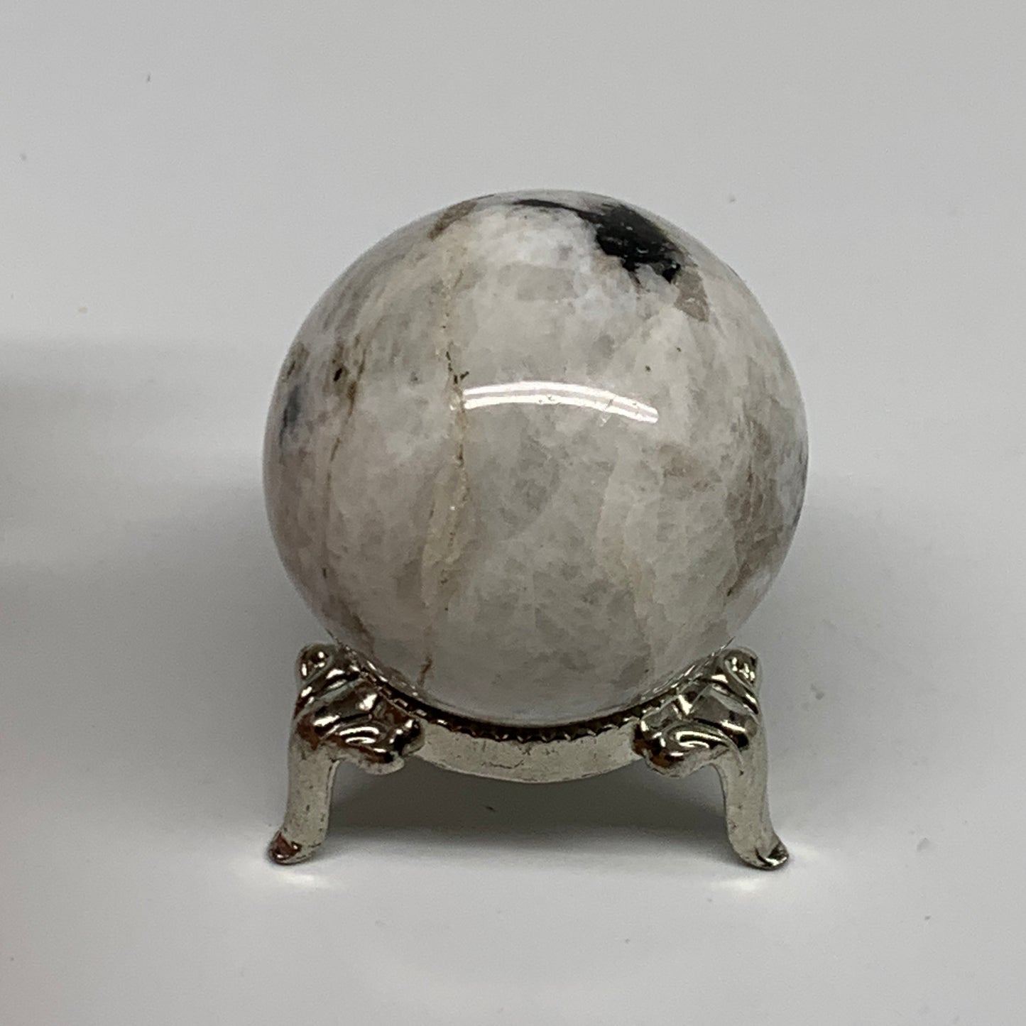 99.9g, 1.7"(42mm), Natural Rainbow Moonstone Sphere Ball Gemstone, B35141