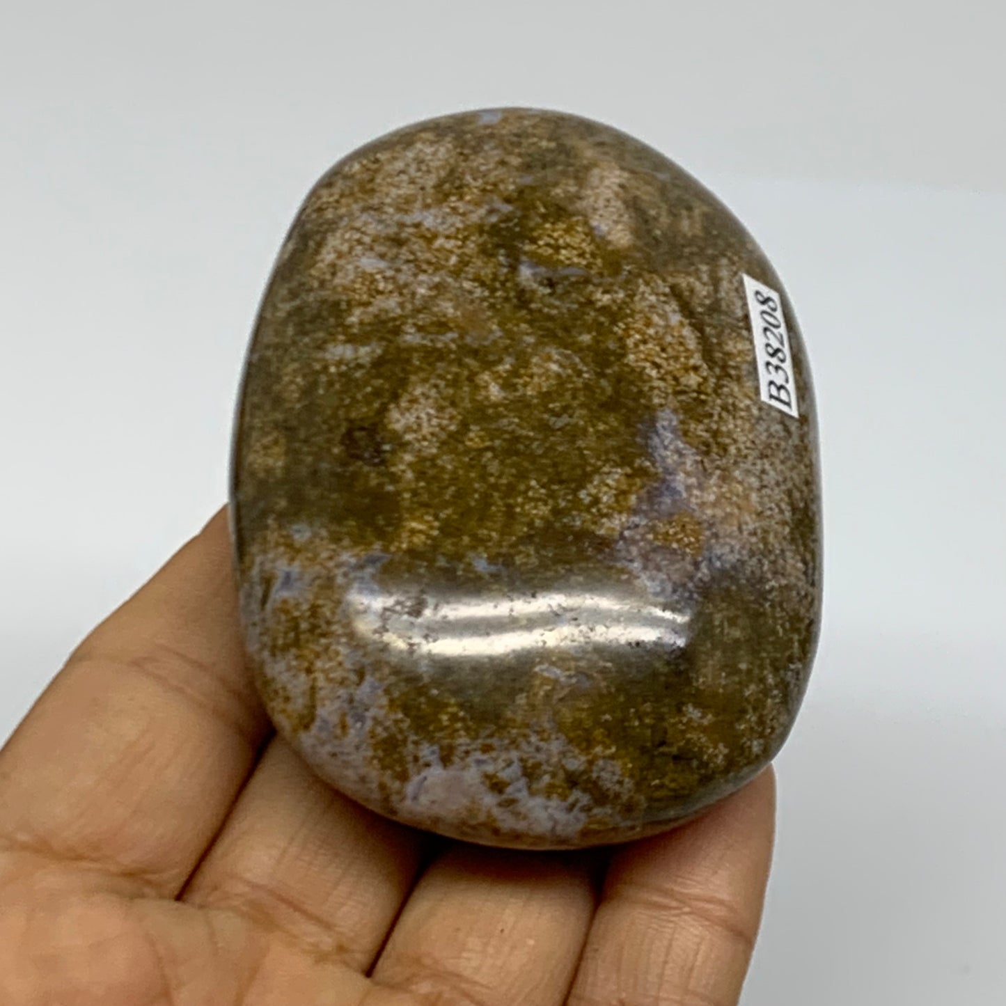 188.7g, 3.1"x2.1"x1.2" Natural Ocean Jasper Palm-Stone Orbicular Jasper, B38208