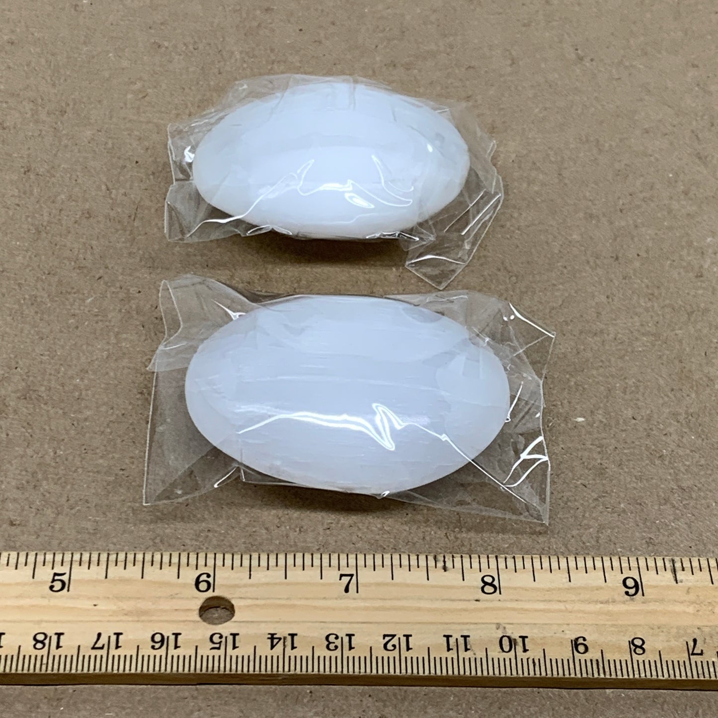 152g, 2.4"x1.8"x1", 2pcs, White Selenite Palmstone Crystal Pillow, B36866