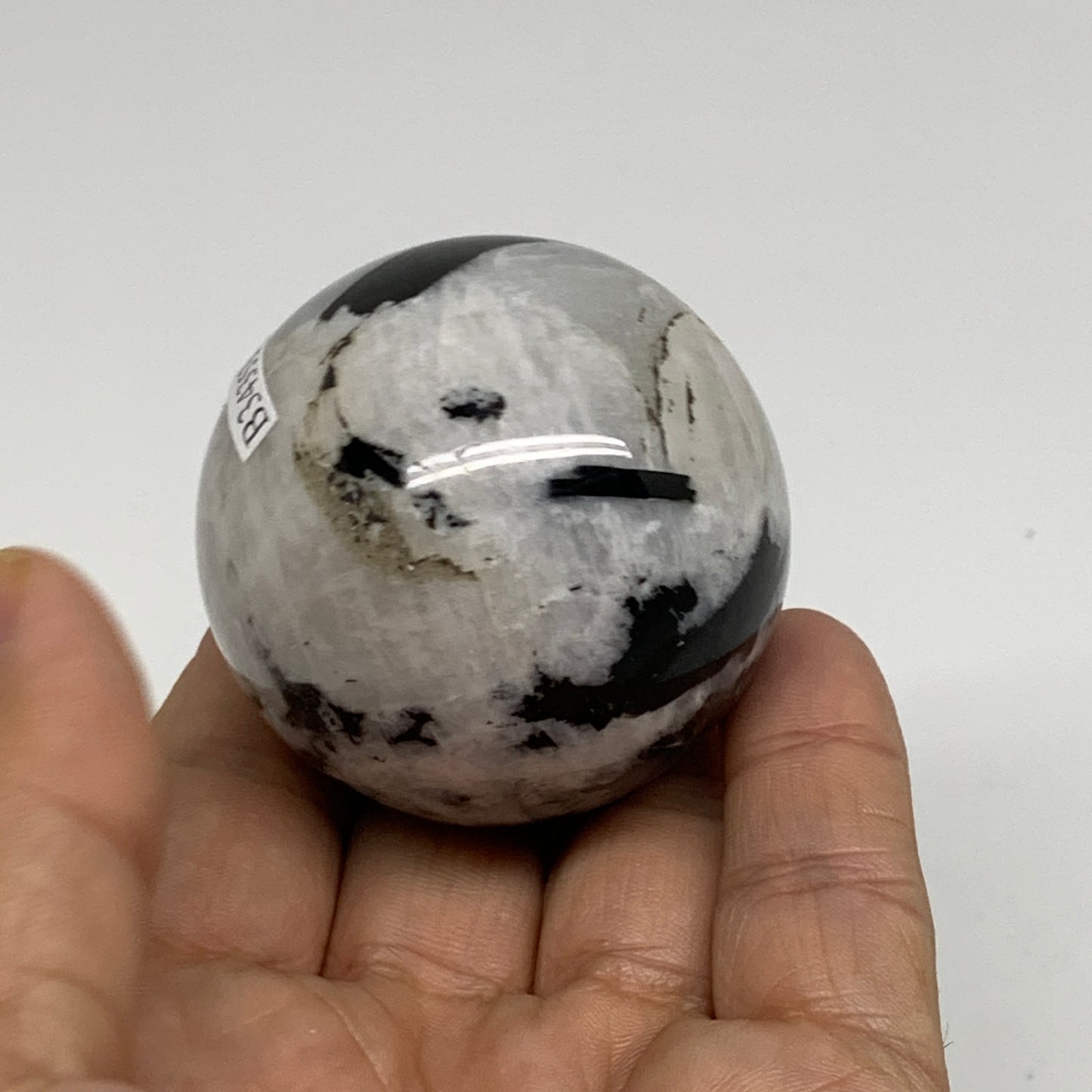 149.9g, 1.9"(47mm), Natural Rainbow Moonstone Sphere Ball Gemstone, B34353