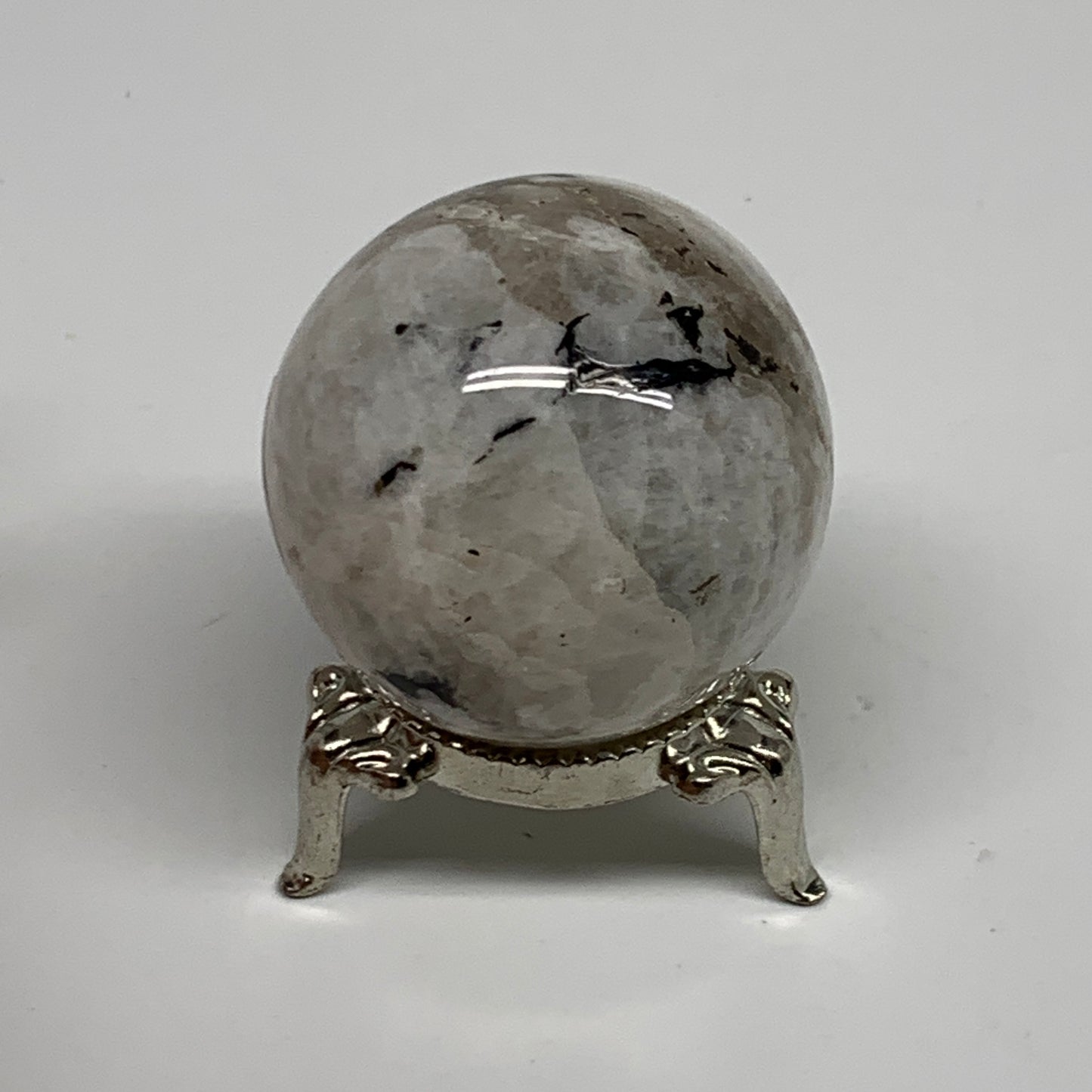 99.9g, 1.7"(42mm), Natural Rainbow Moonstone Sphere Ball Gemstone, B35141