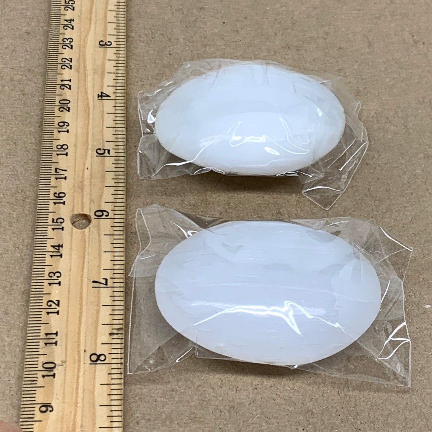 152g, 2.4"x1.8"x1", 2pcs, White Selenite Palmstone Crystal Pillow, B36866