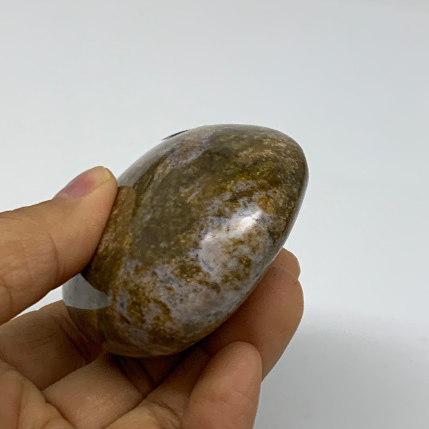 188.7g, 3.1"x2.1"x1.2" Natural Ocean Jasper Palm-Stone Orbicular Jasper, B38208