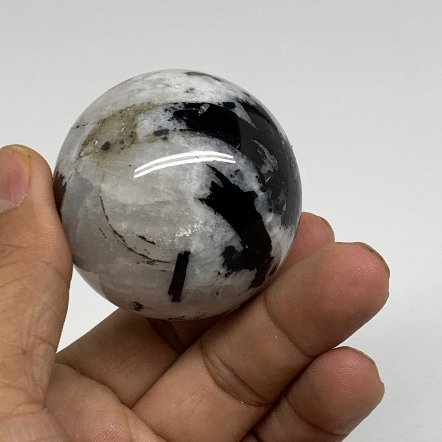 149.9g, 1.9"(47mm), Natural Rainbow Moonstone Sphere Ball Gemstone, B34353