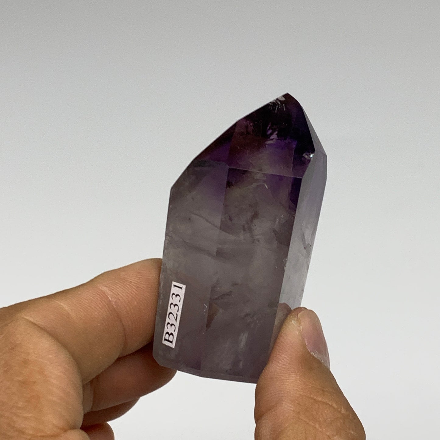 87.5g, 2.3"x1.4"x1", Natural Amethyst Tower Point Obelisk @Brazil, B32331