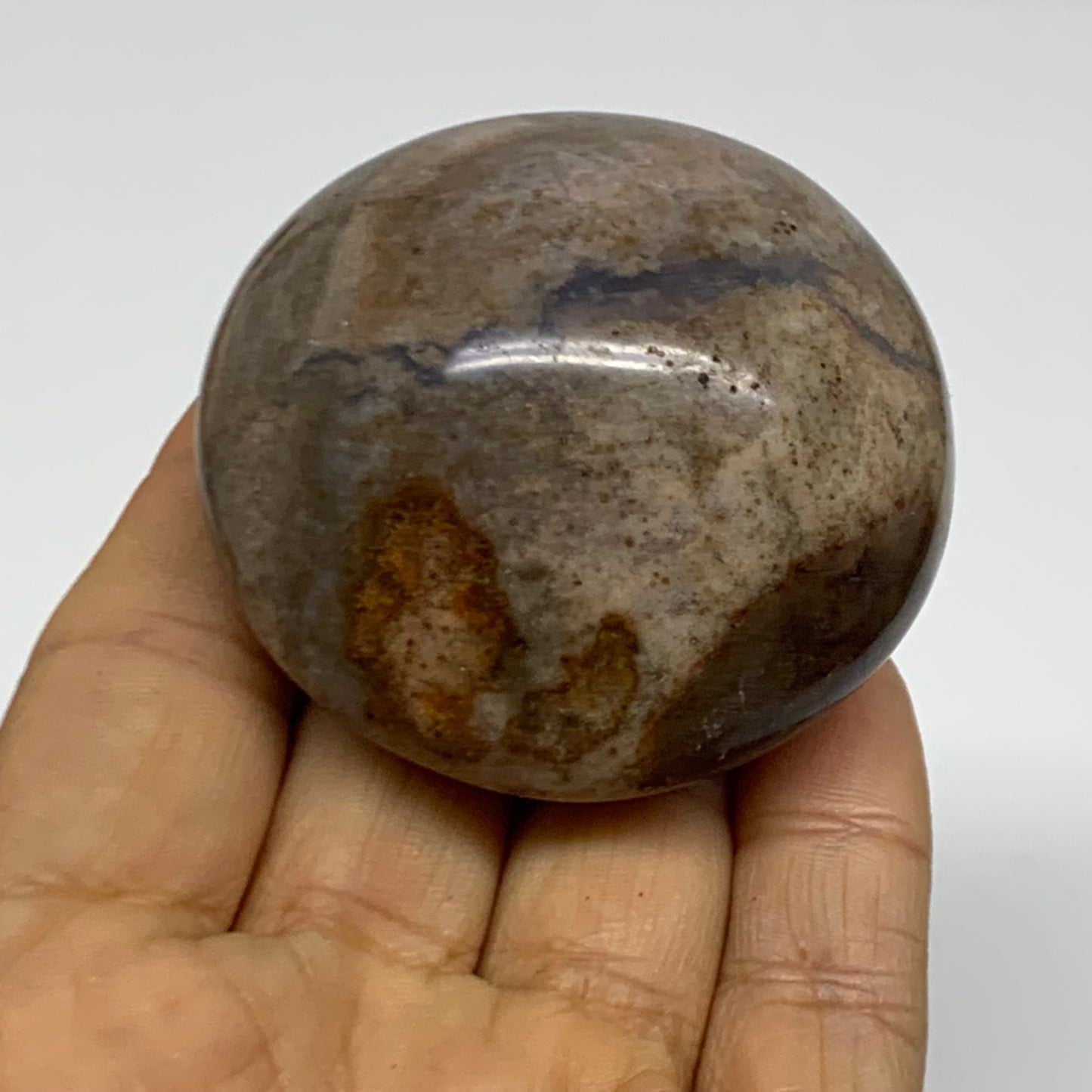 131.6g, 2.2"x2.1"x1.4" Natural Ocean Jasper Palm-Stone Orbicular Jasper, B38209