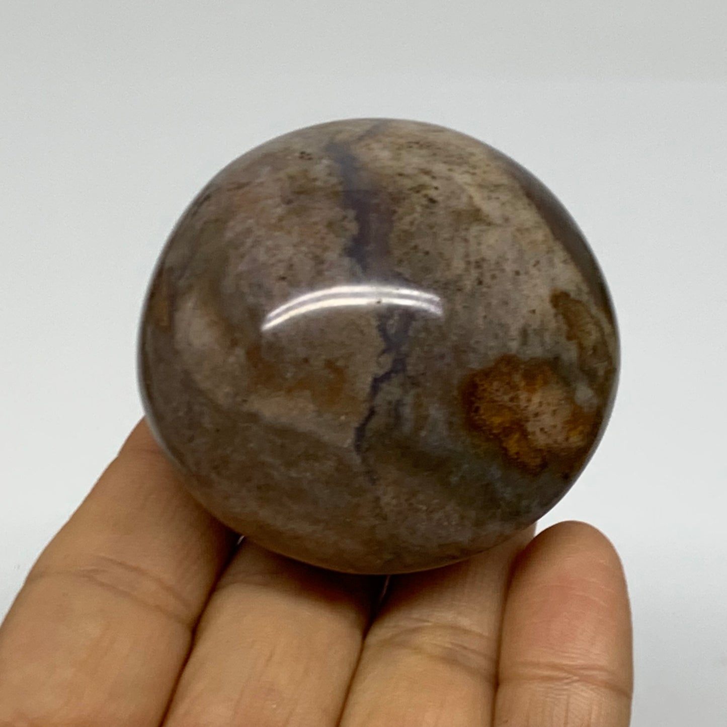 131.6g, 2.2"x2.1"x1.4" Natural Ocean Jasper Palm-Stone Orbicular Jasper, B38209