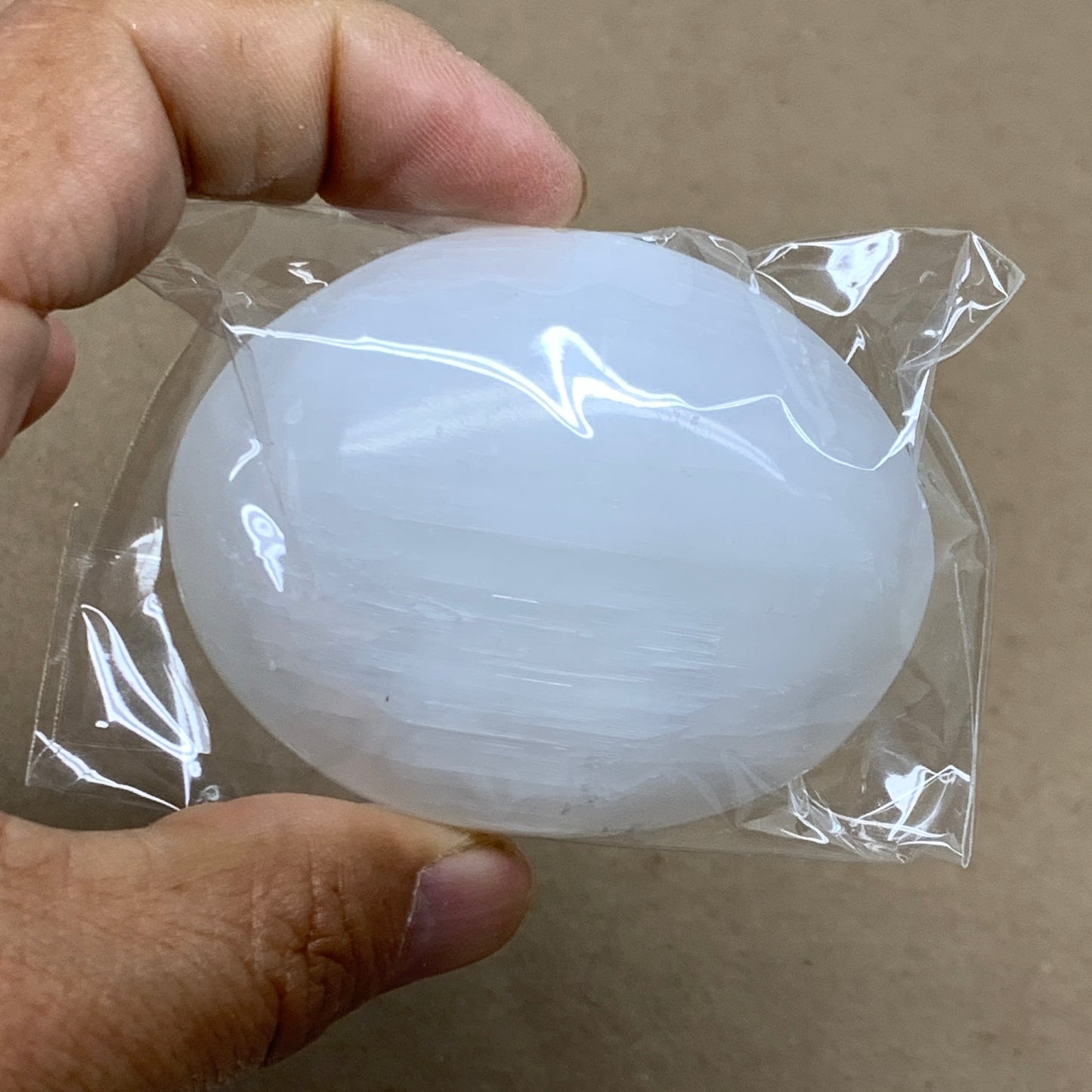 158g, 2.4"x1.8"x1", 2pcs, White Selenite Palmstone Crystal Pillow, B36867