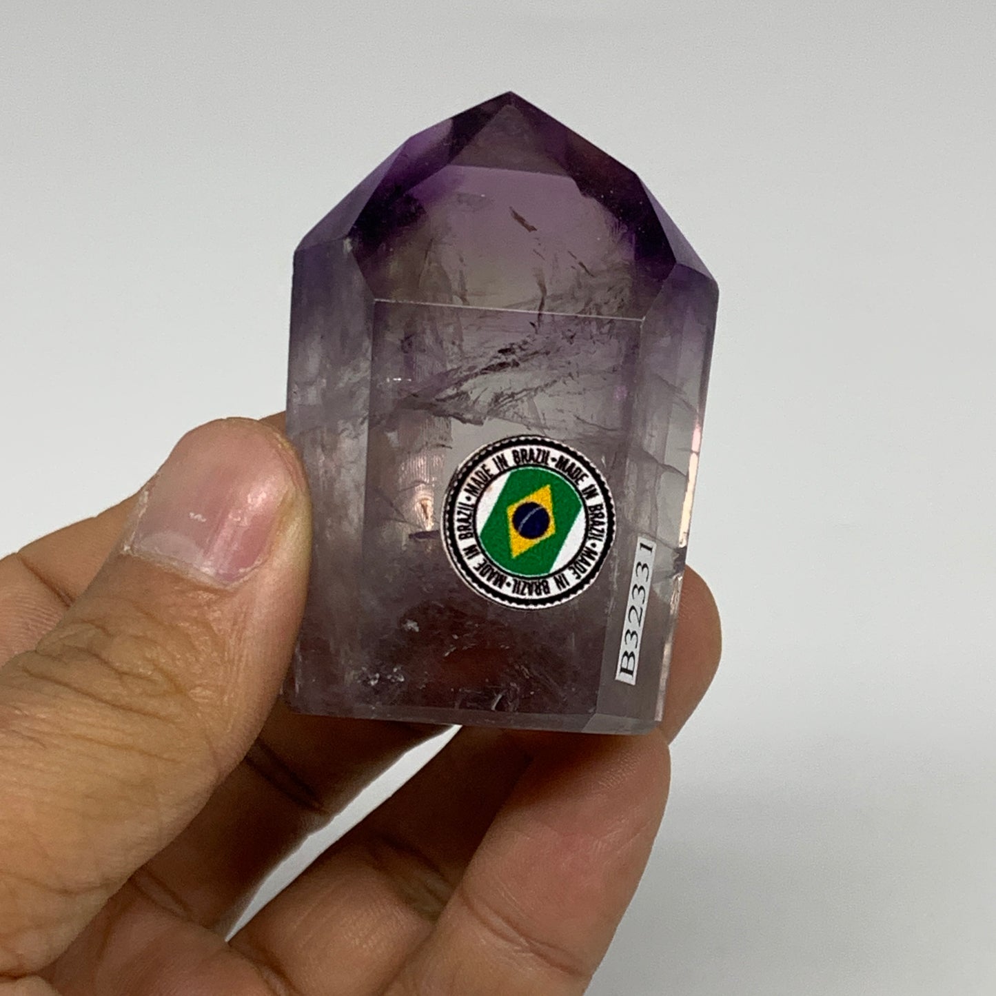 87.5g, 2.3"x1.4"x1", Natural Amethyst Tower Point Obelisk @Brazil, B32331