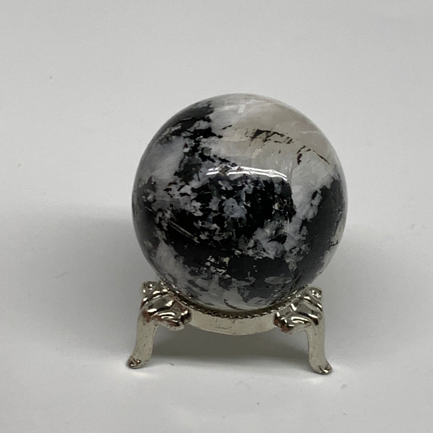 110g, 1.7"(42mm), Natural Rainbow Moonstone Sphere Ball Gemstone, B35142