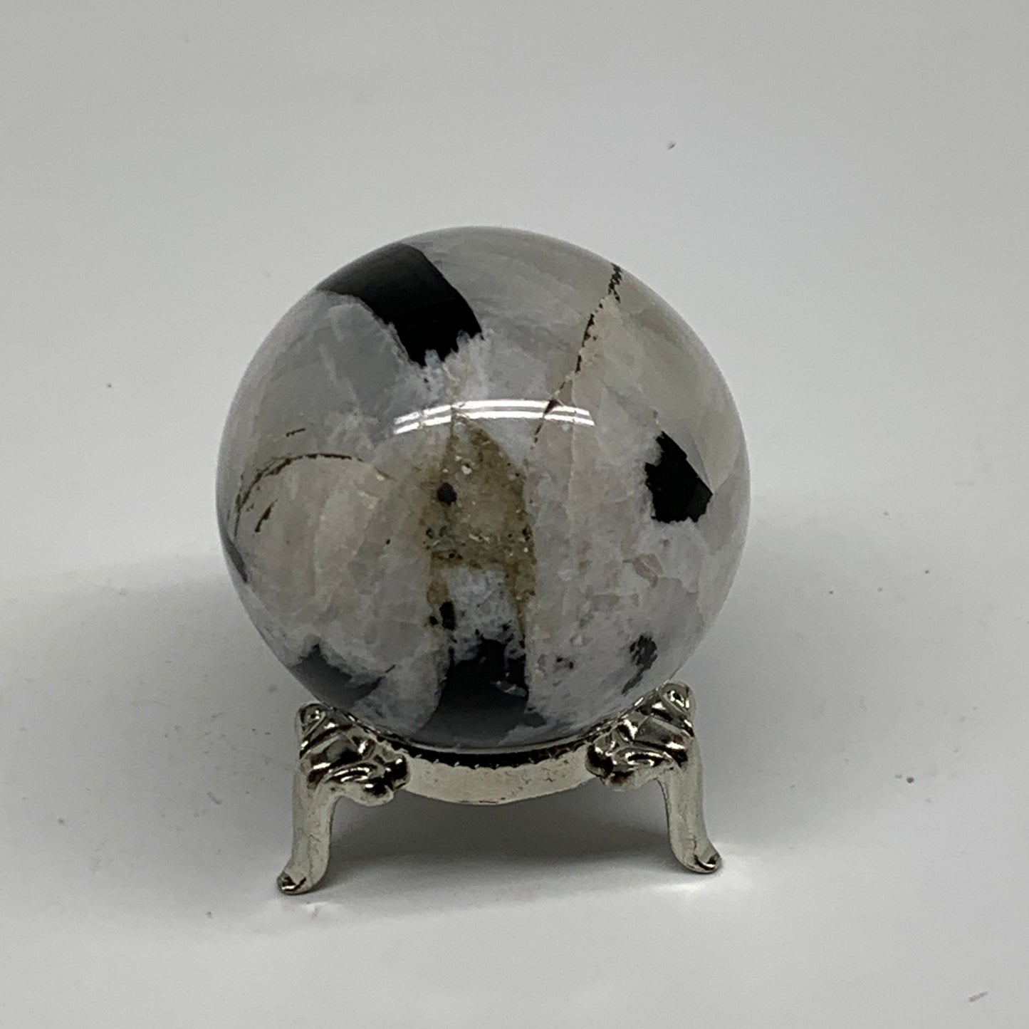 149.9g, 1.9"(47mm), Natural Rainbow Moonstone Sphere Ball Gemstone, B34353