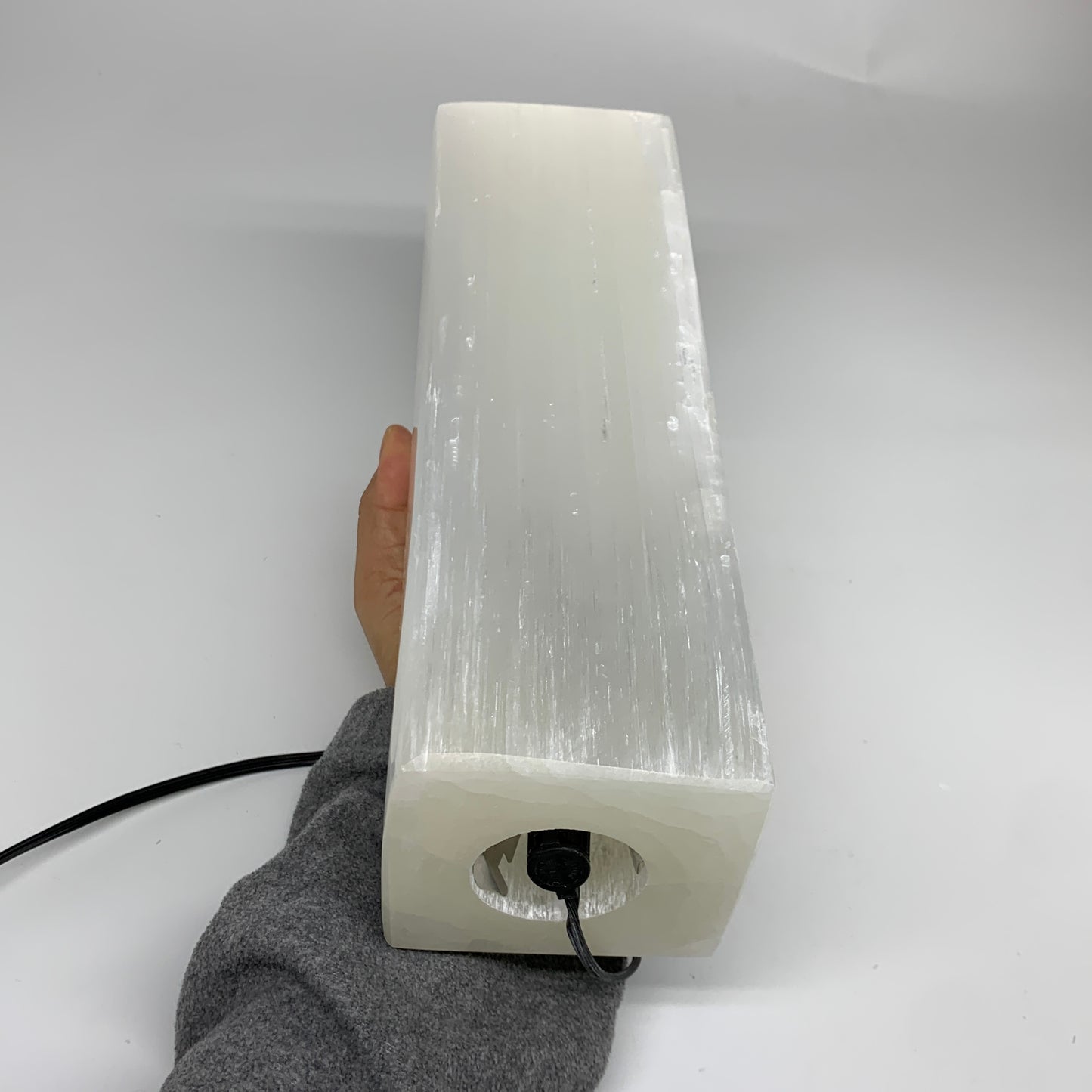10.6 lbs. 11.6"x3.6", Rectangle Selenite (Satin Spar) Lamp, w/6ft Chord, B35807