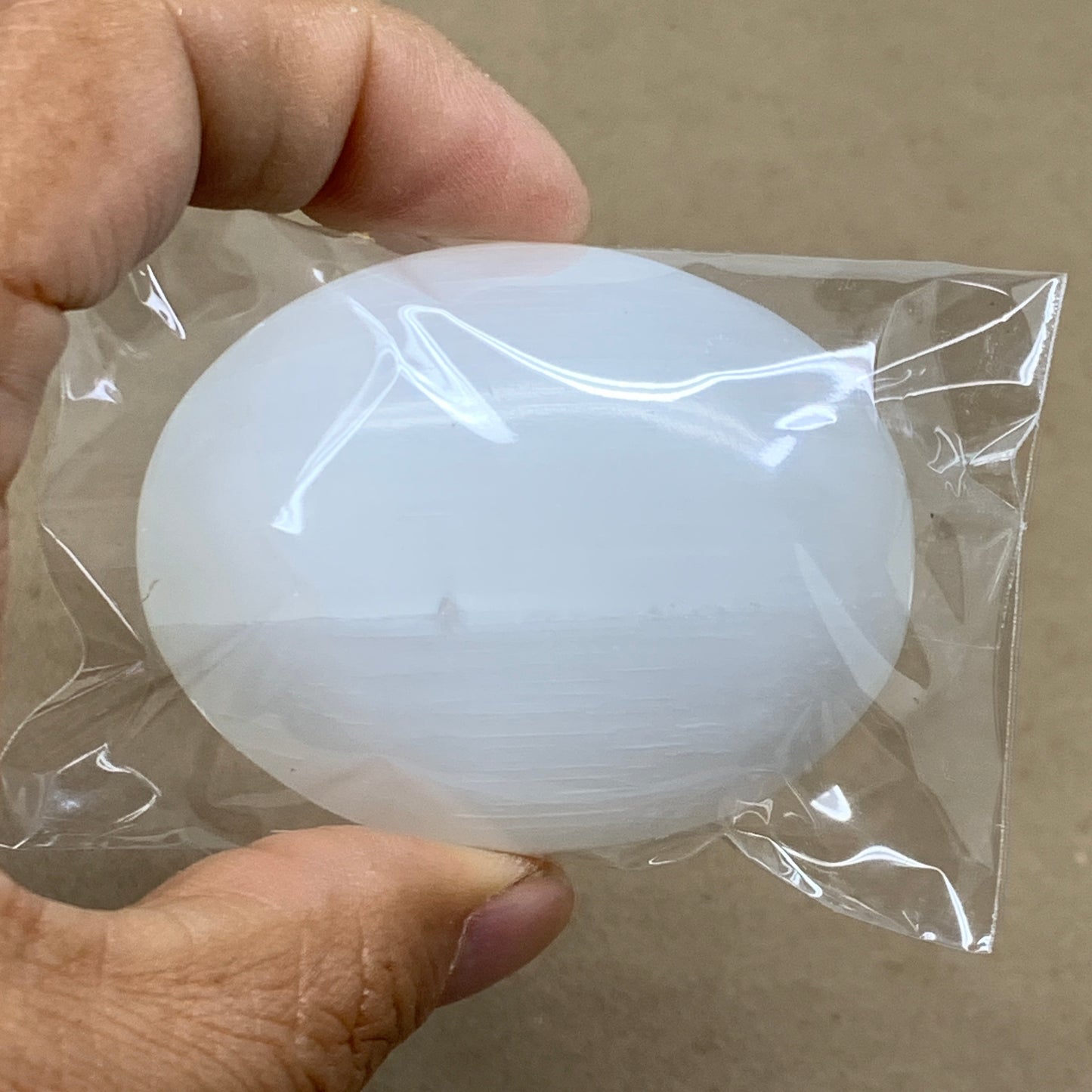 158g, 2.4"x1.8"x1", 2pcs, White Selenite Palmstone Crystal Pillow, B36867