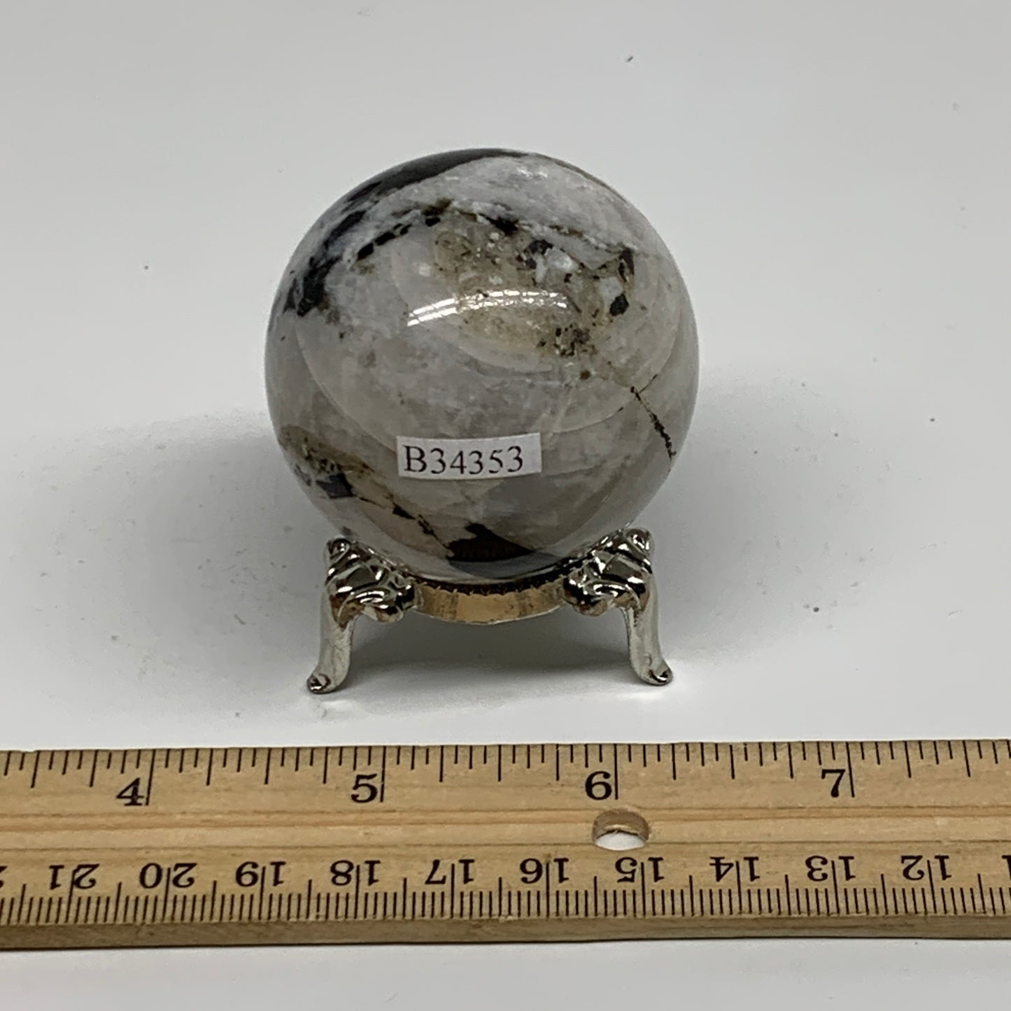 149.9g, 1.9"(47mm), Natural Rainbow Moonstone Sphere Ball Gemstone, B34353