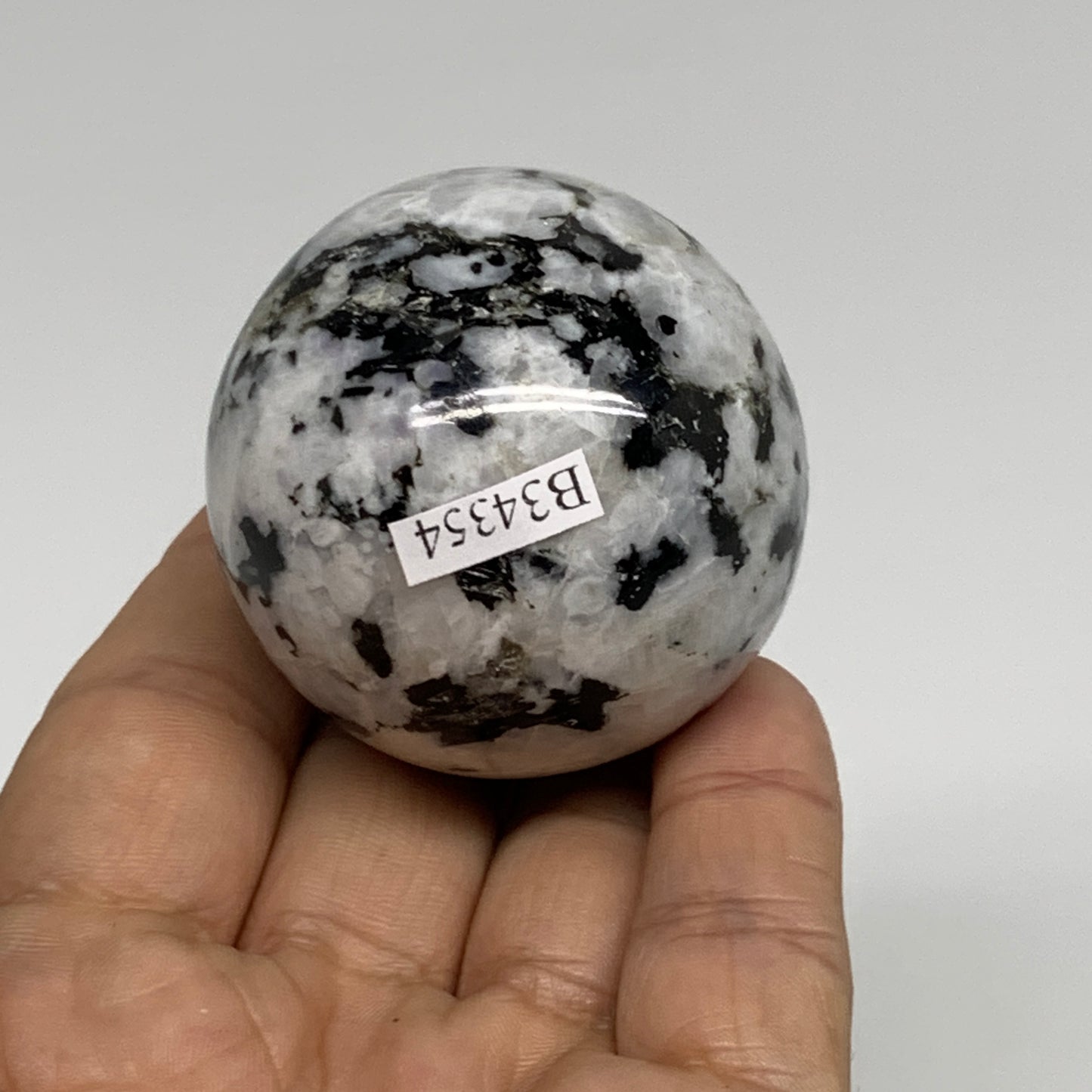 145.3g, 1.8"(46mm), Natural Rainbow Moonstone Sphere Ball Gemstone, B34354