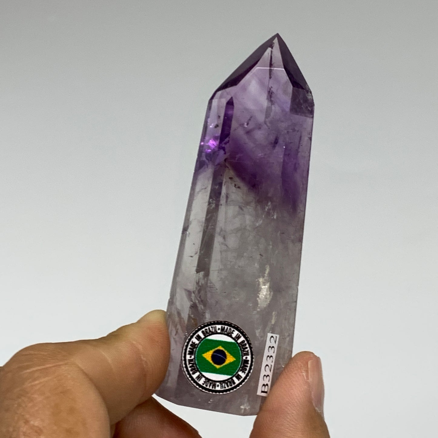 65.8g, 3"x1.1"x0.9", Natural Amethyst Tower Point Obelisk @Brazil, B32332