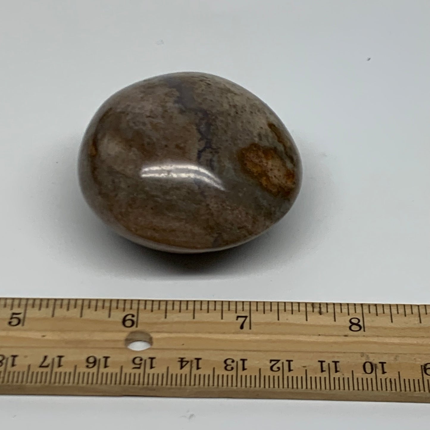 131.6g, 2.2"x2.1"x1.4" Natural Ocean Jasper Palm-Stone Orbicular Jasper, B38209