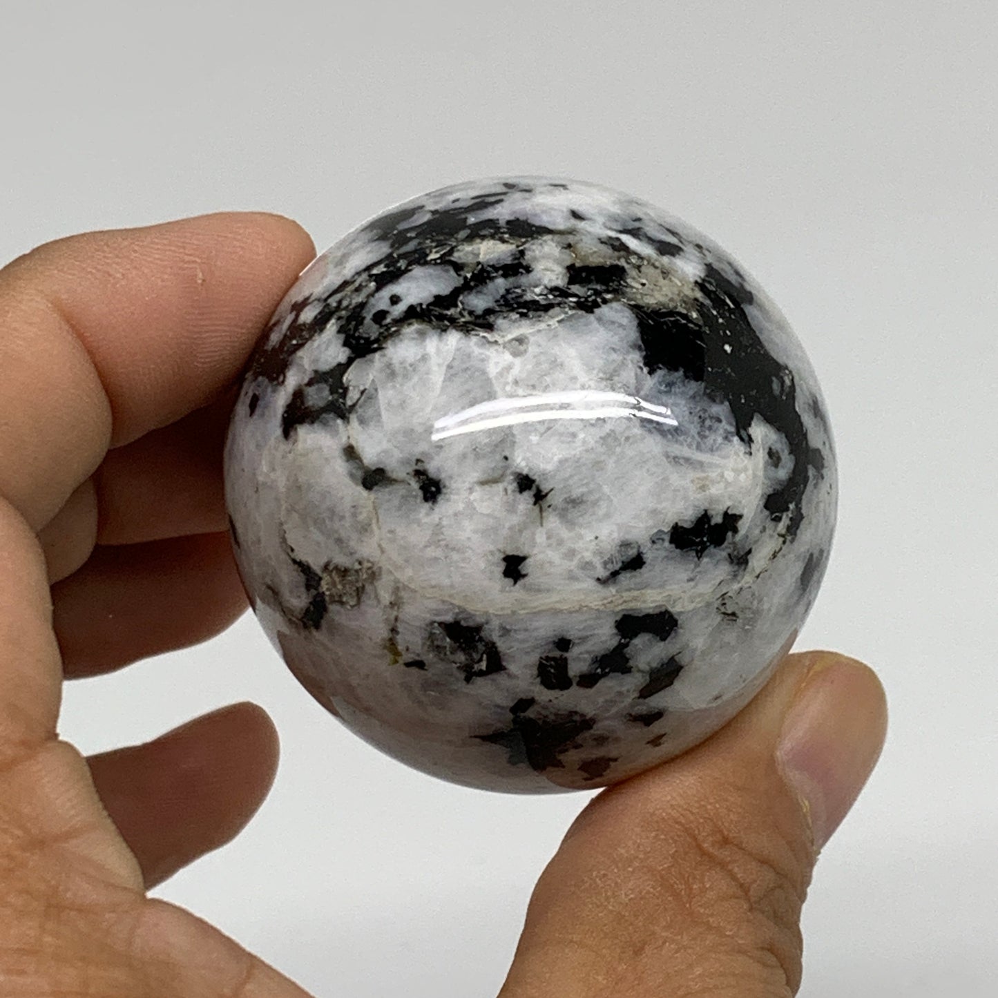 145.3g, 1.8"(46mm), Natural Rainbow Moonstone Sphere Ball Gemstone, B34354