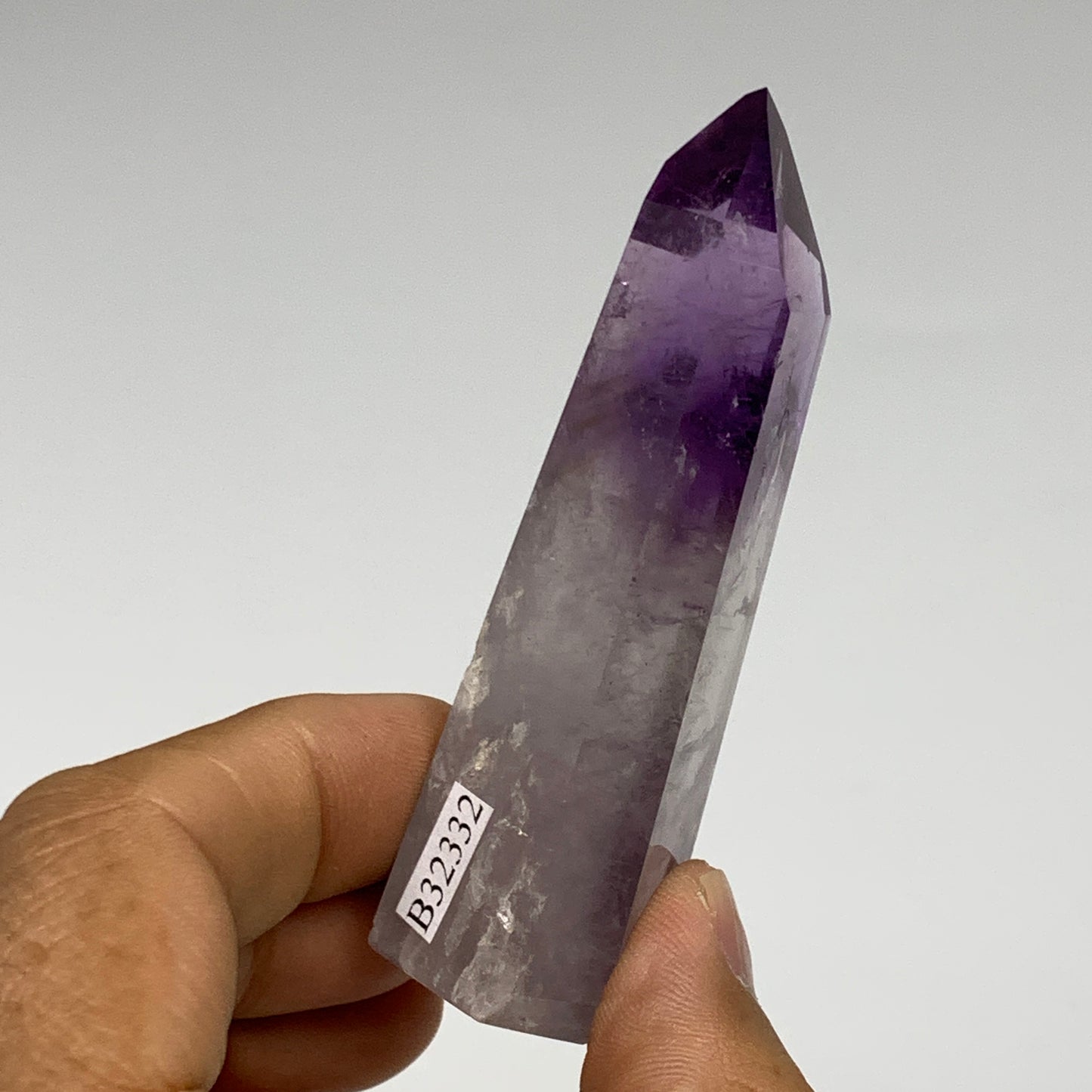 65.8g, 3"x1.1"x0.9", Natural Amethyst Tower Point Obelisk @Brazil, B32332
