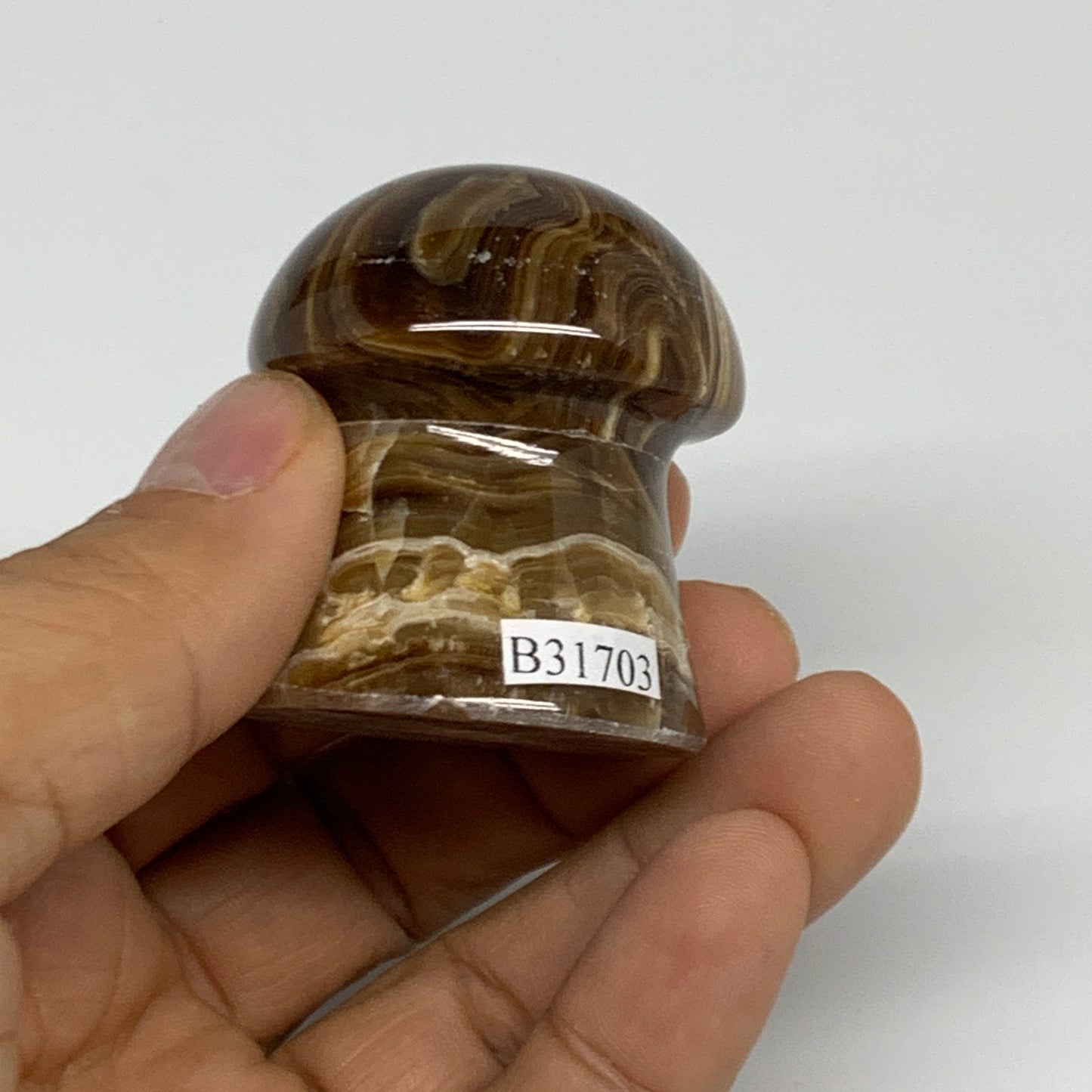 88.6g, 1.7"x1.4", Chocolate Calcite Mushroom 2 Pieces bonded @Pakistan, B31703