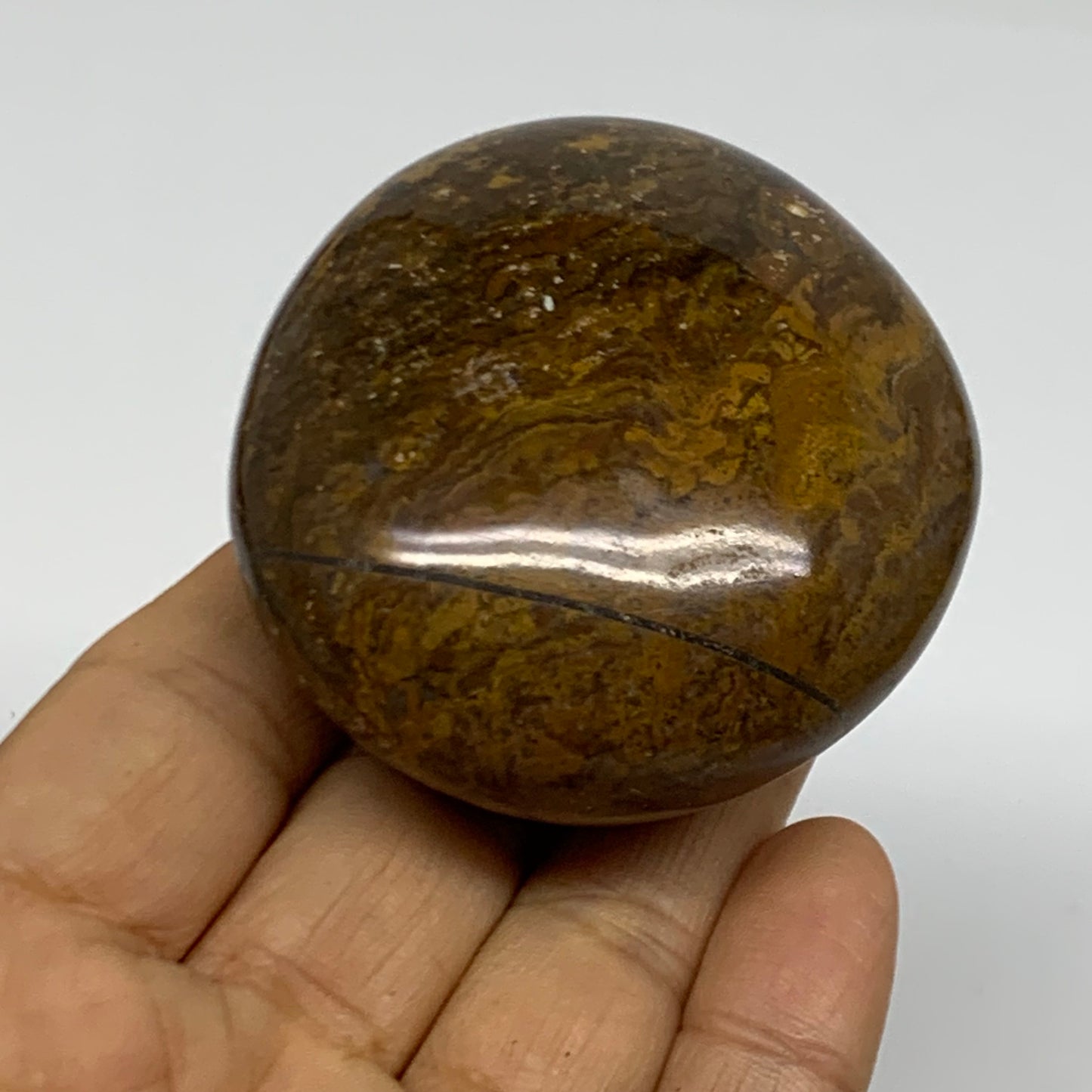 152g, 2.4"x2.2"x1.3" Natural Ocean Jasper Palm-Stone Orbicular Jasper, B38210