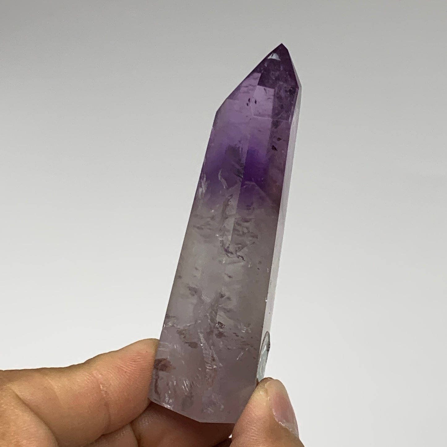 65.8g, 3"x1.1"x0.9", Natural Amethyst Tower Point Obelisk @Brazil, B32332