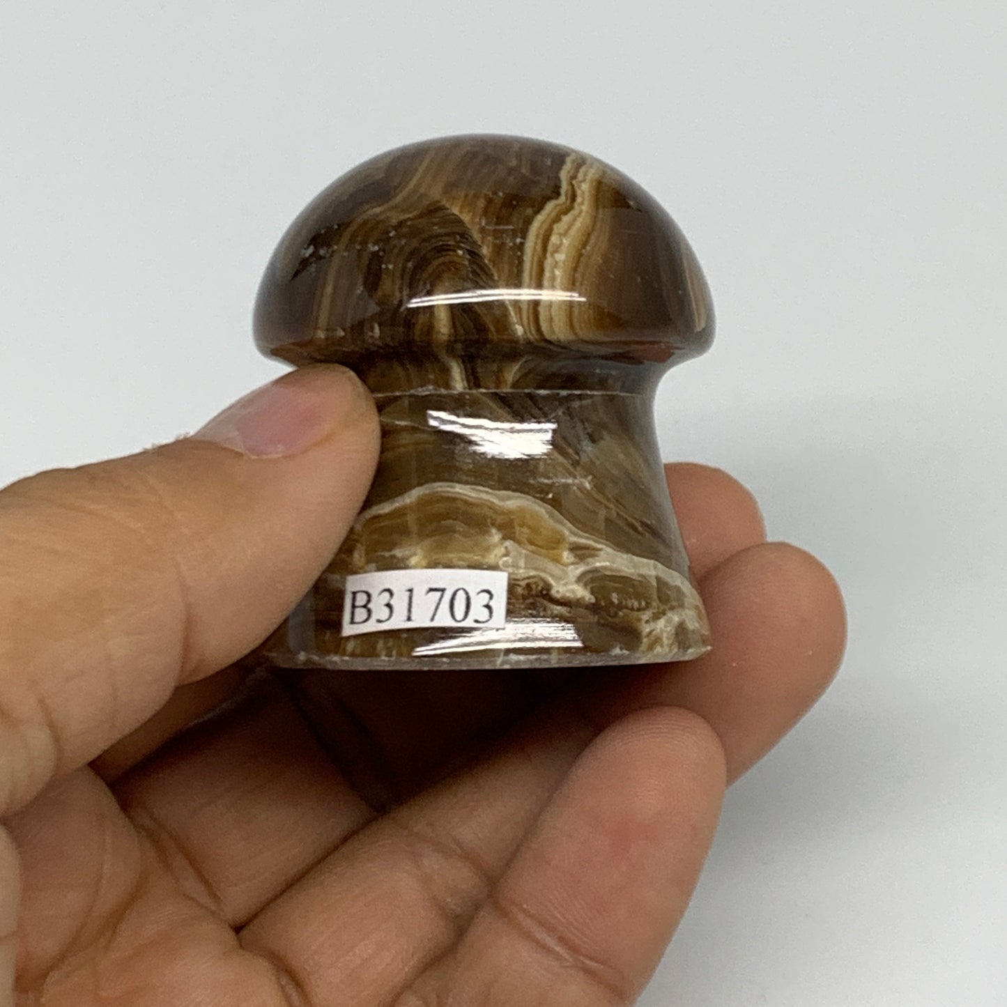 88.6g, 1.7"x1.4", Chocolate Calcite Mushroom 2 Pieces bonded @Pakistan, B31703