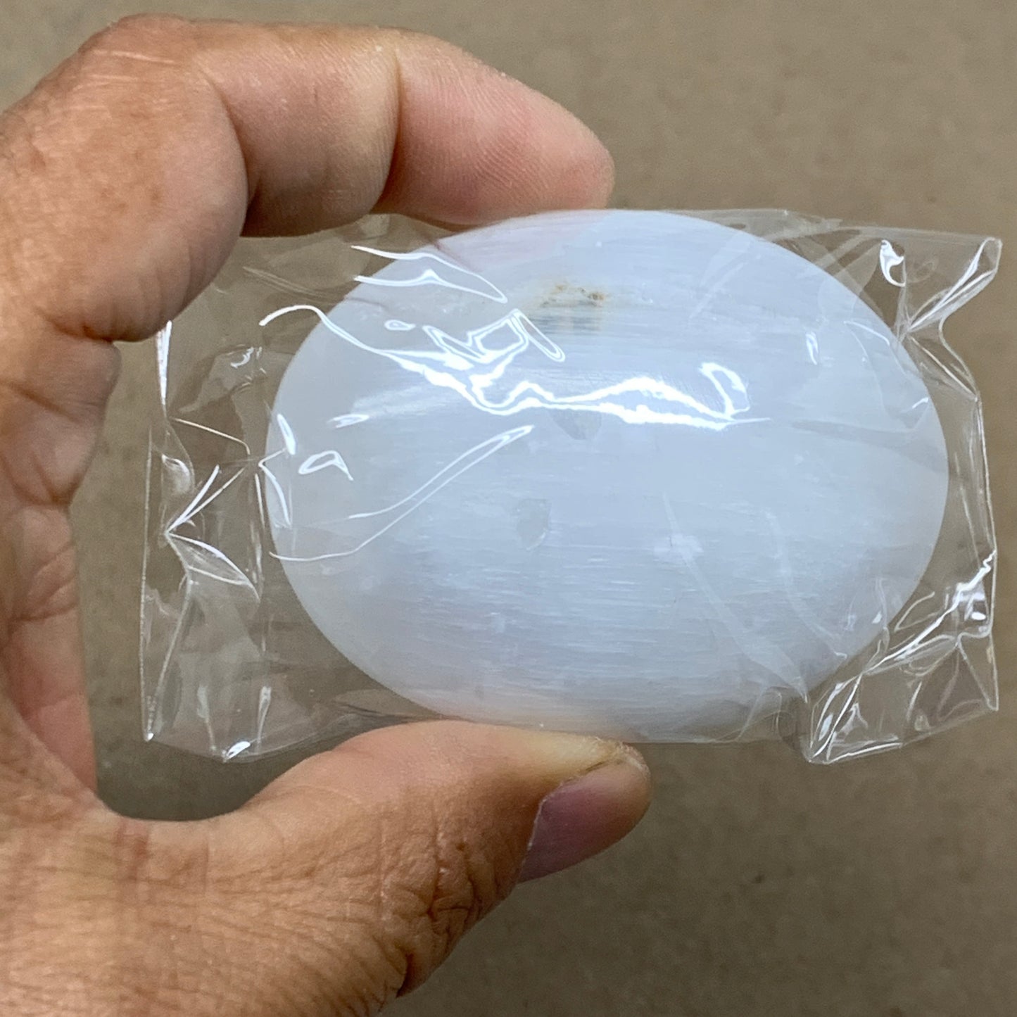 152g, 2.4"x1.8"x1", 2pcs, White Selenite Palmstone Crystal Pillow, B36868