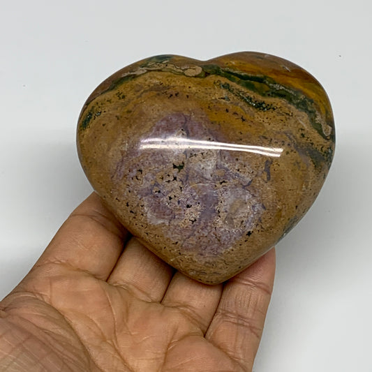 0.65 lbs, 2.9"x3.2"x1.5" Ocean Jasper Heart Polished Healing Crystal, B30911
