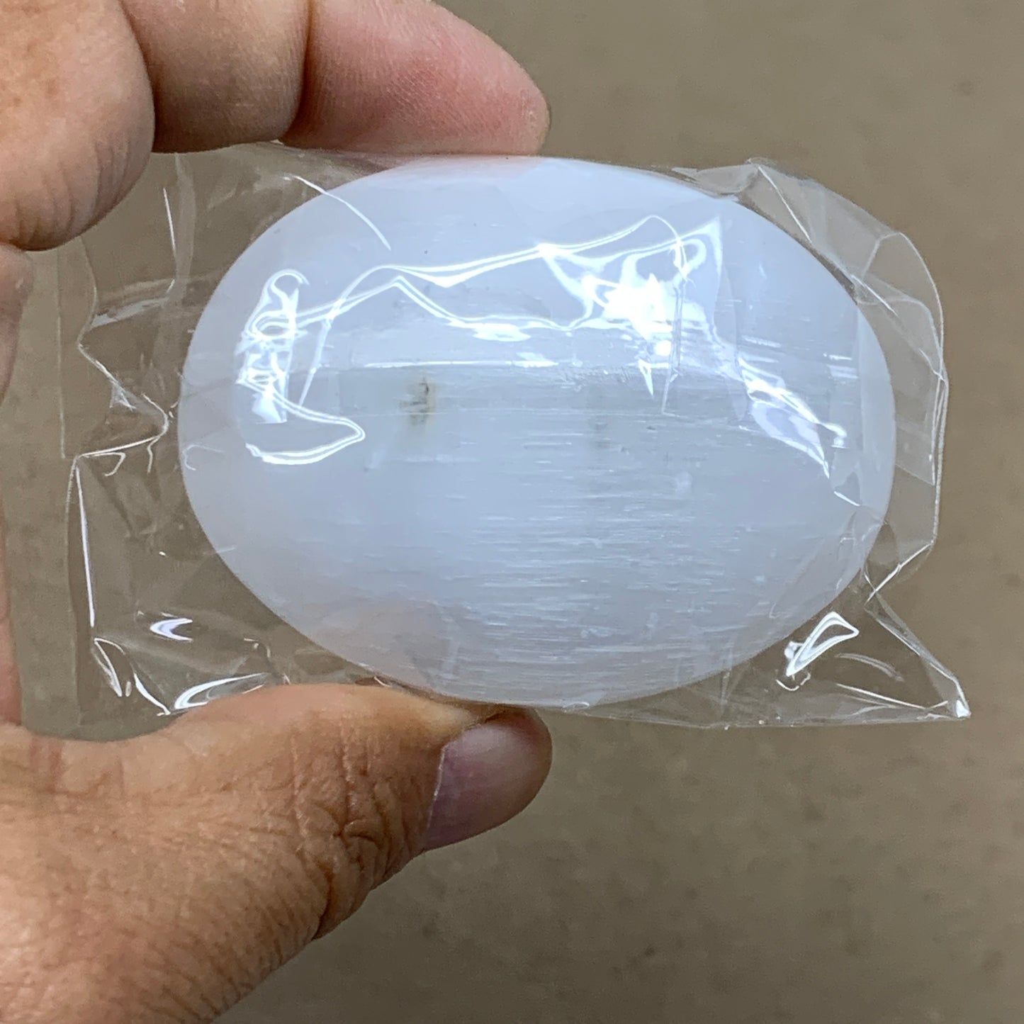 152g, 2.4"x1.8"x1", 2pcs, White Selenite Palmstone Crystal Pillow, B36868