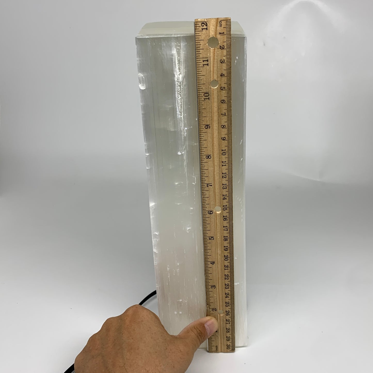 10.4 lbs. 11.7"x3.4", Rectangle Selenite (Satin Spar) Lamp, w/6ft Chord, B35808
