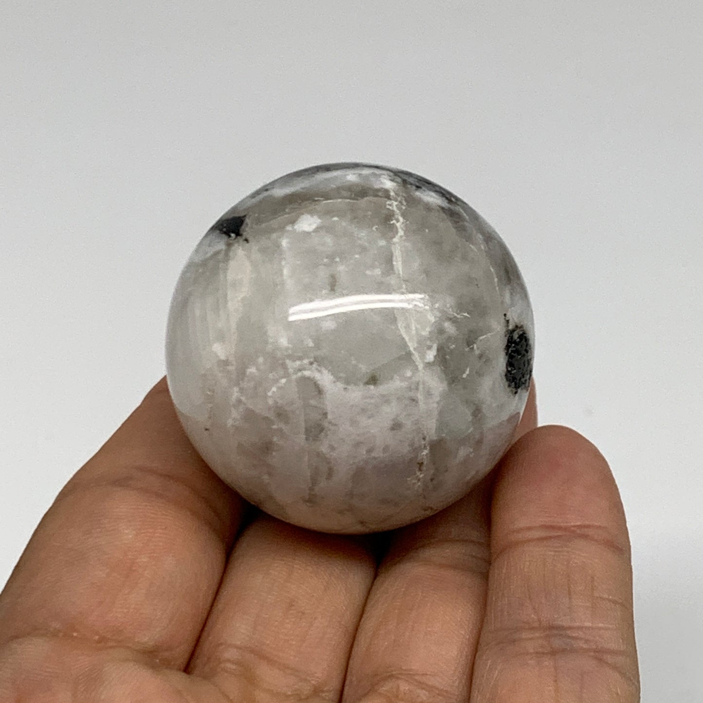 84.8g, 1.6"(39mm), Natural Rainbow Moonstone Sphere Ball Gemstone, B35143