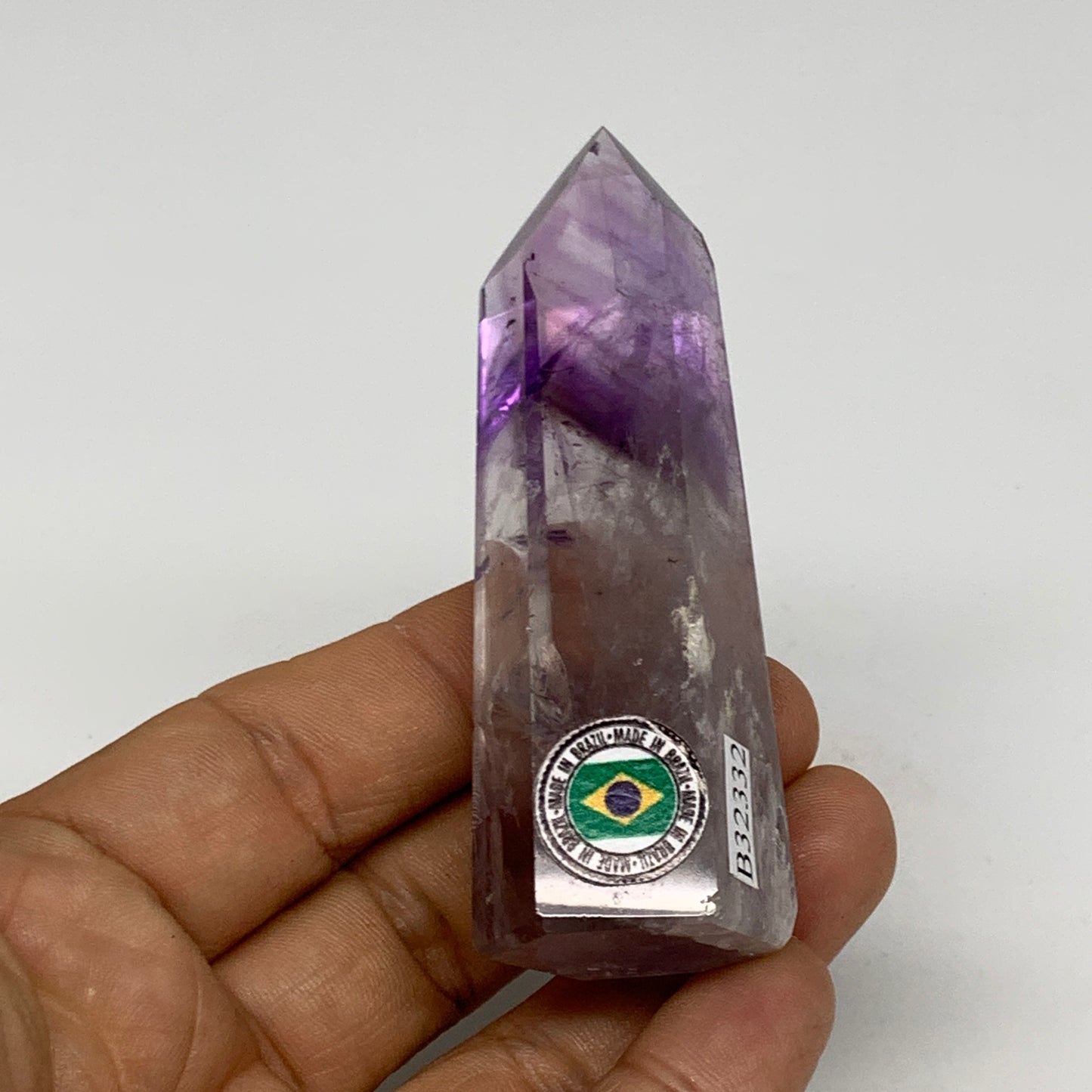 65.8g, 3"x1.1"x0.9", Natural Amethyst Tower Point Obelisk @Brazil, B32332