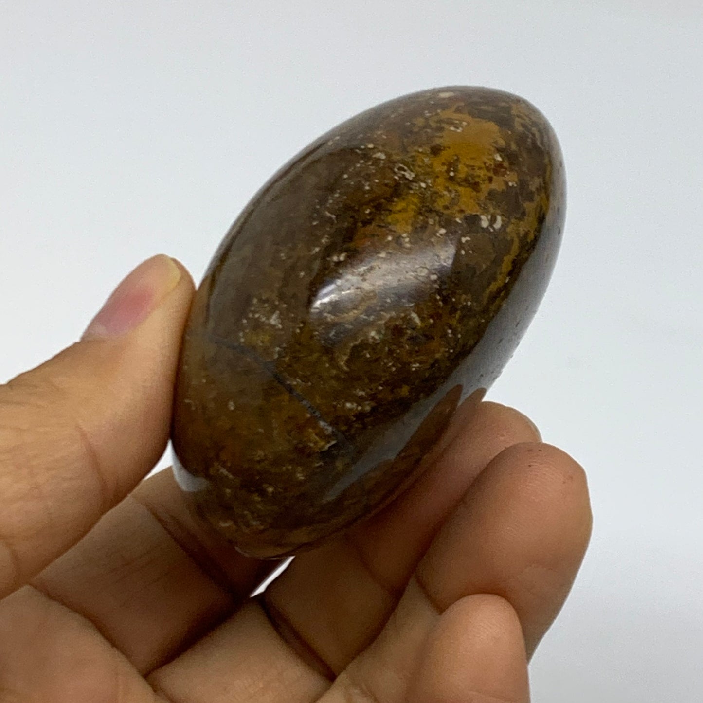 152g, 2.4"x2.2"x1.3" Natural Ocean Jasper Palm-Stone Orbicular Jasper, B38210