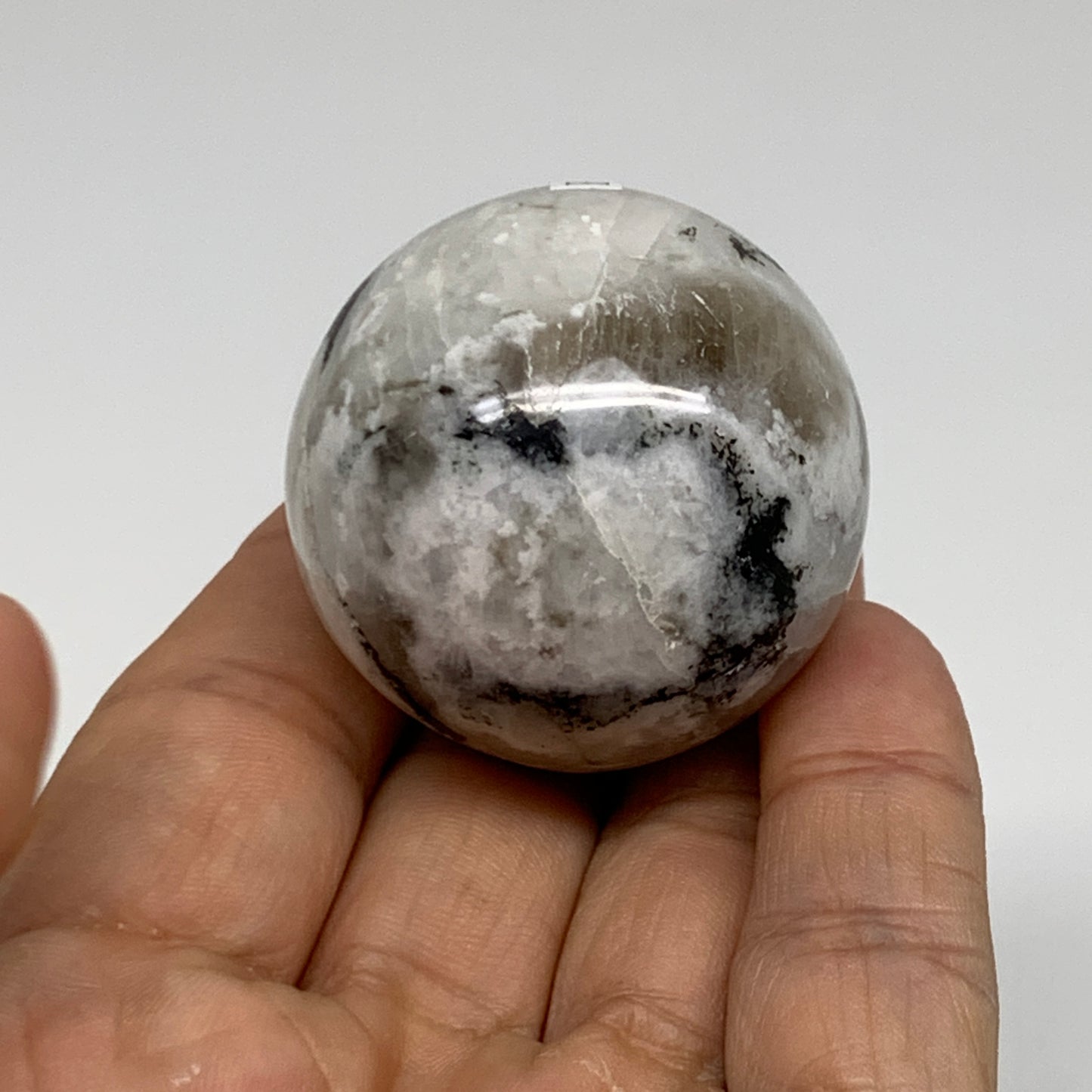 84.8g, 1.6"(39mm), Natural Rainbow Moonstone Sphere Ball Gemstone, B35143