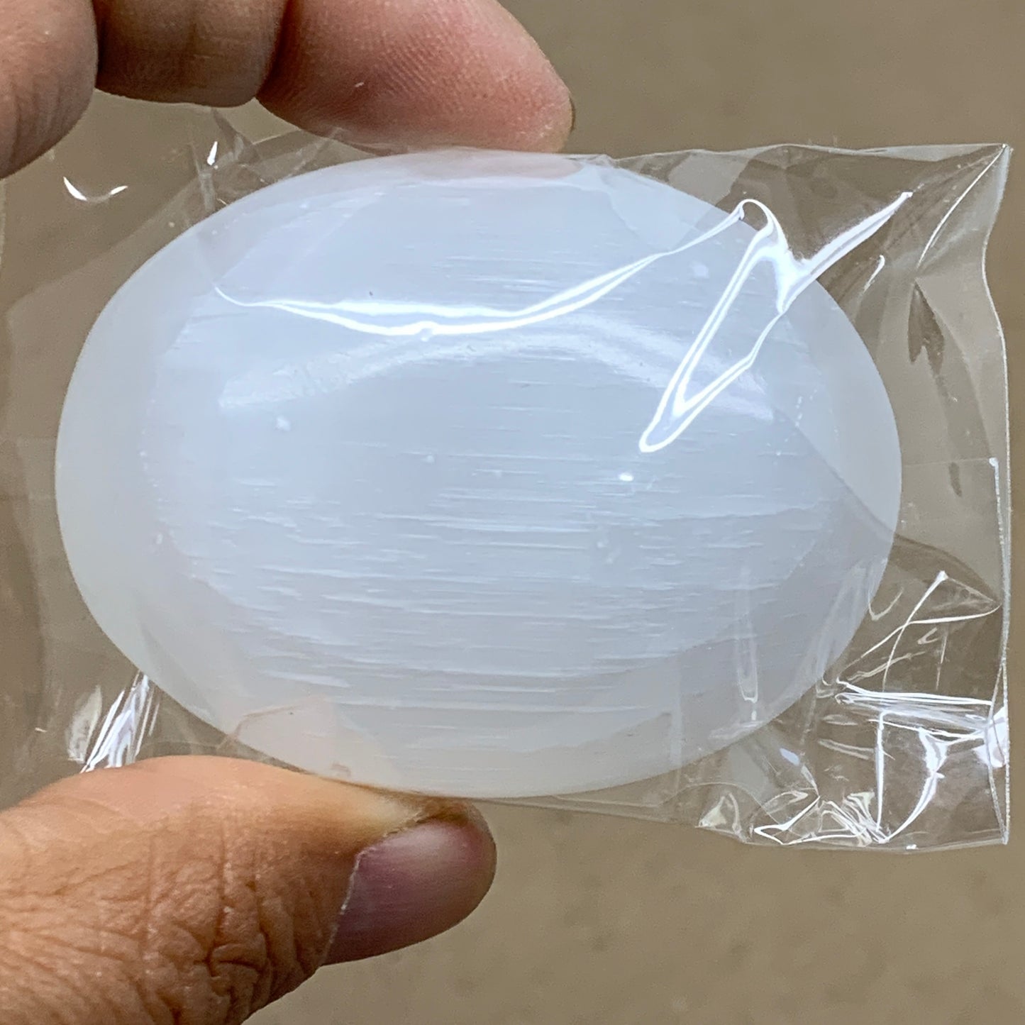 152g, 2.4"x1.8"x1", 2pcs, White Selenite Palmstone Crystal Pillow, B36868